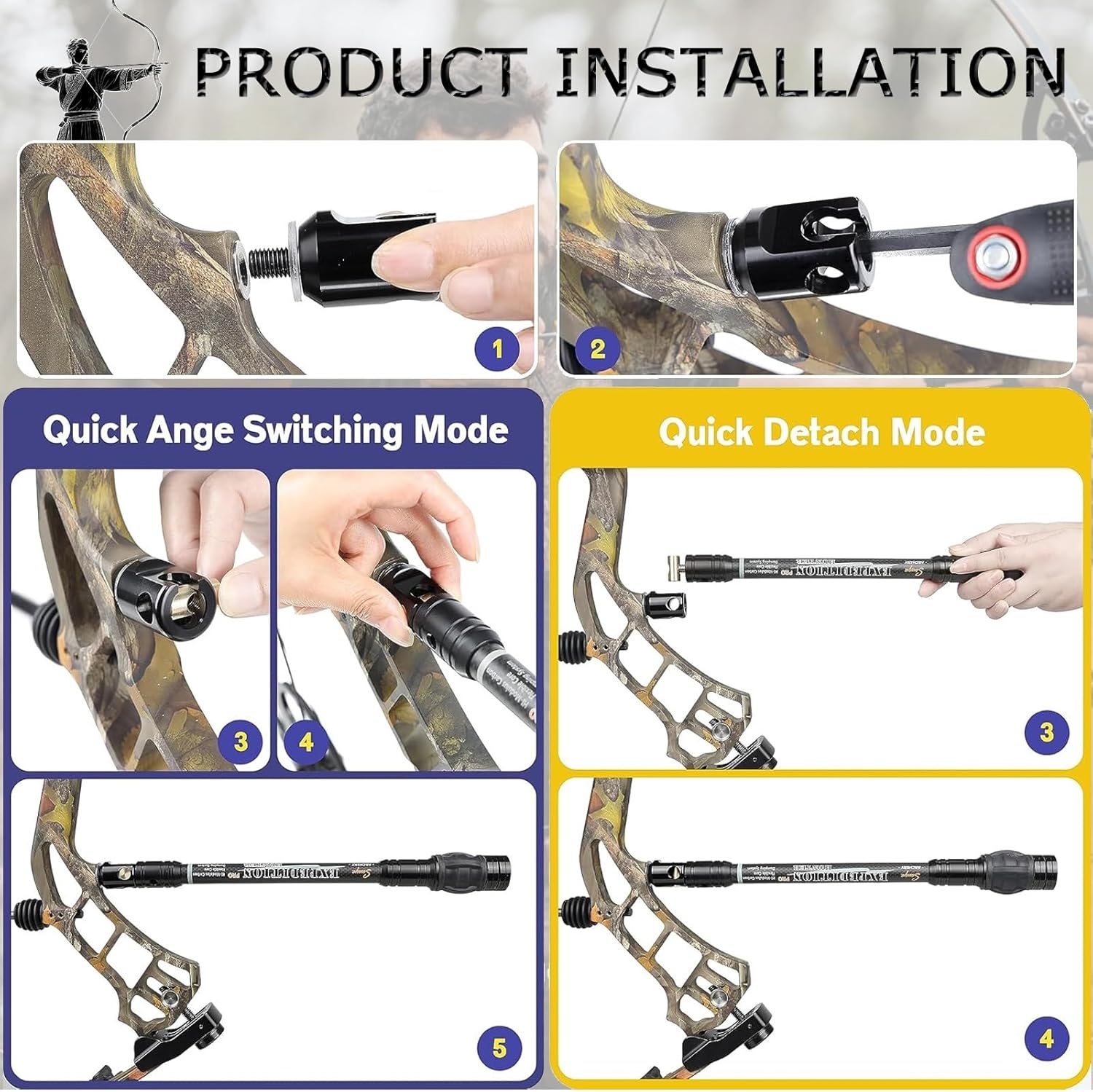 Bow Stabilizer Quick Disconnect Archery Stabilizer Connector, Balance Bar Shock Absorber Adapter, Outdoor Multi-Function Bow Shock Absorber Adapter