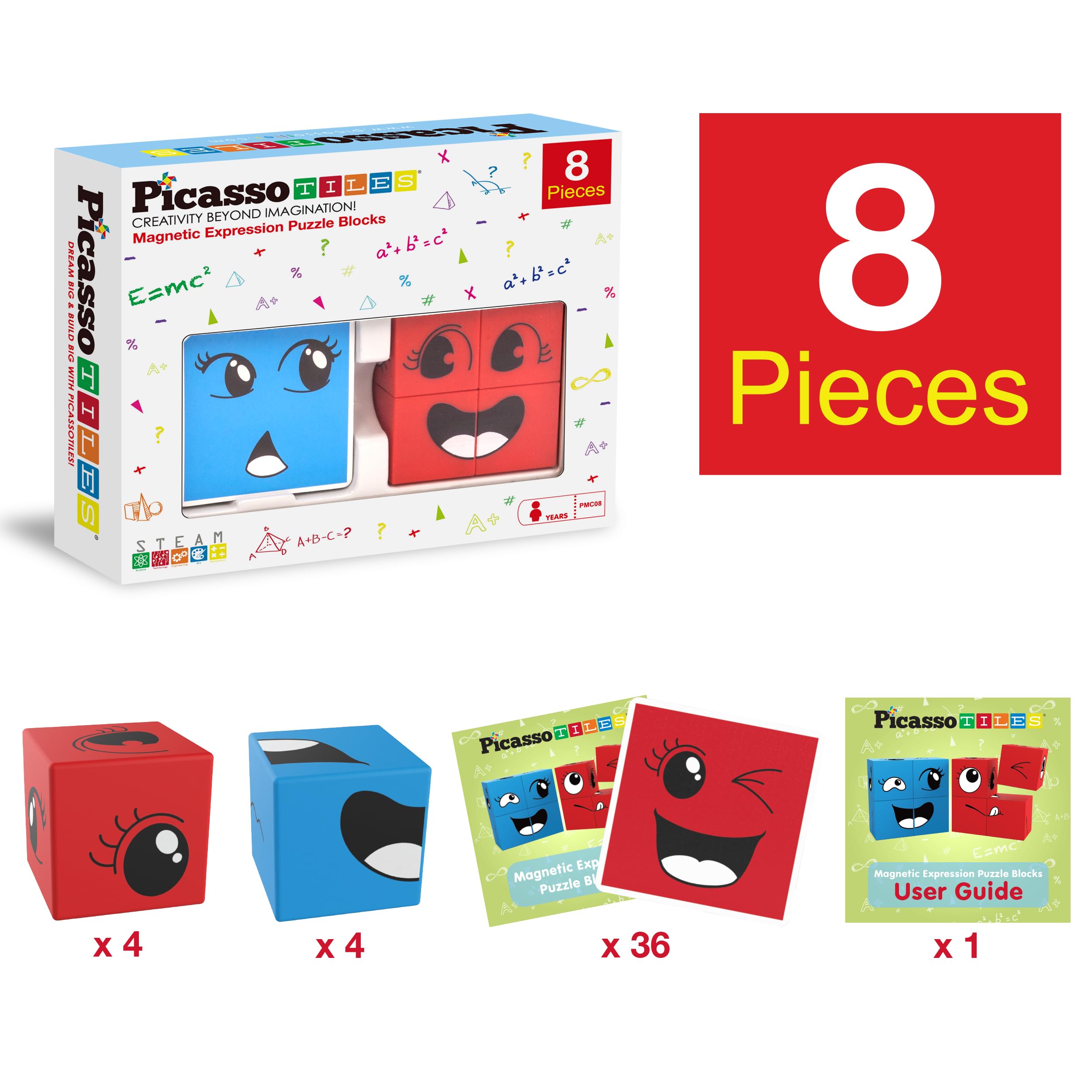 PicassoTiles 100 Pcs Bloc de Construction Magnétique Mini Série Diamant Taille Voyage on-The-Go Aimant Construction Jouet Ensemble STEM Learning Kit Jeu Éducatif Développement