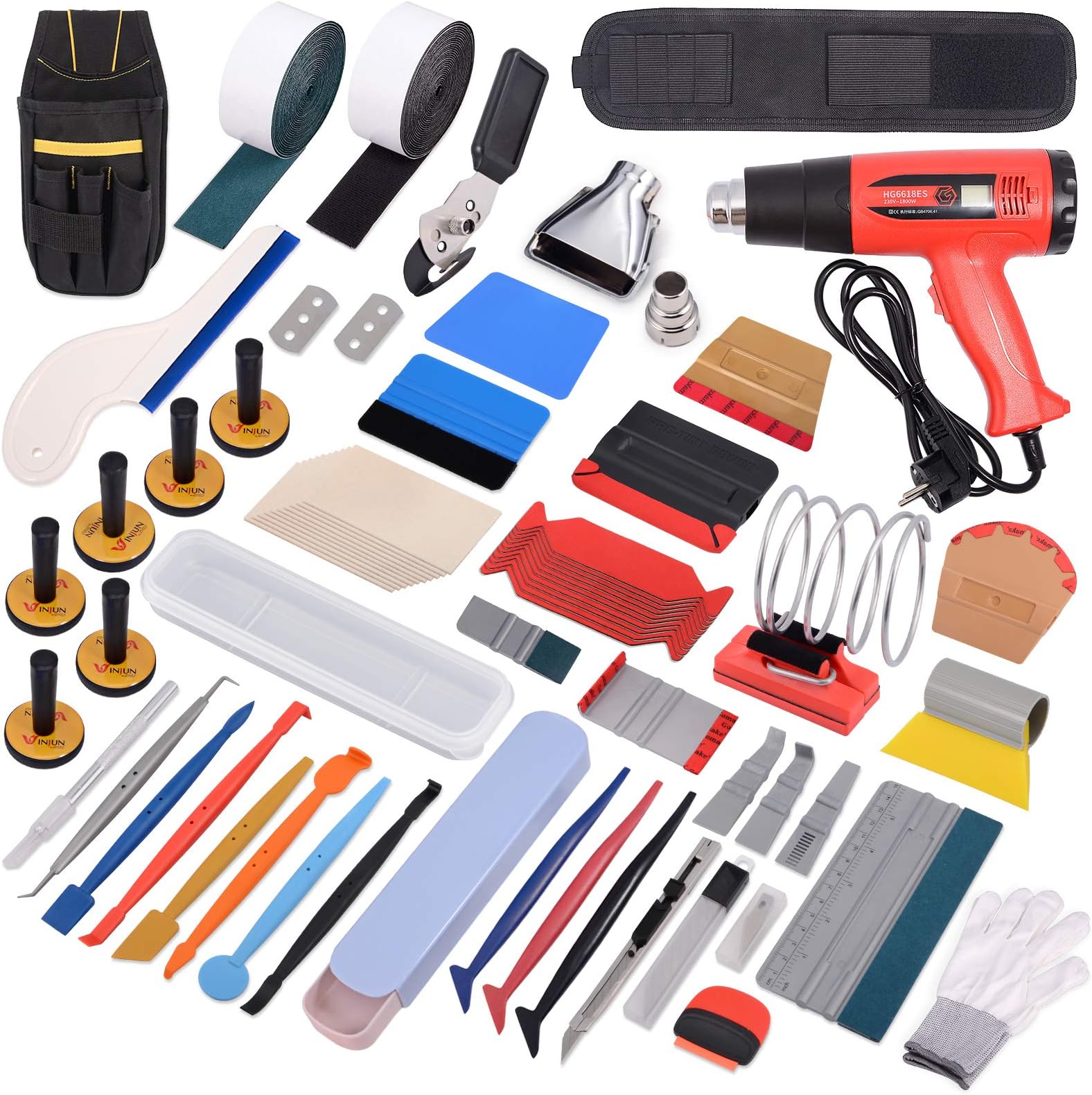 Gomake Vinyl Wrap Tool Kit Window Tint Tool Set for Car Wrapping Include Heat Gun for Vinyl Wrap,Vinyl Tool Pouch, Tint Squeegee, Vinyl Gloves, Wrapping Magnets, Wrap Stick,Utility Knife