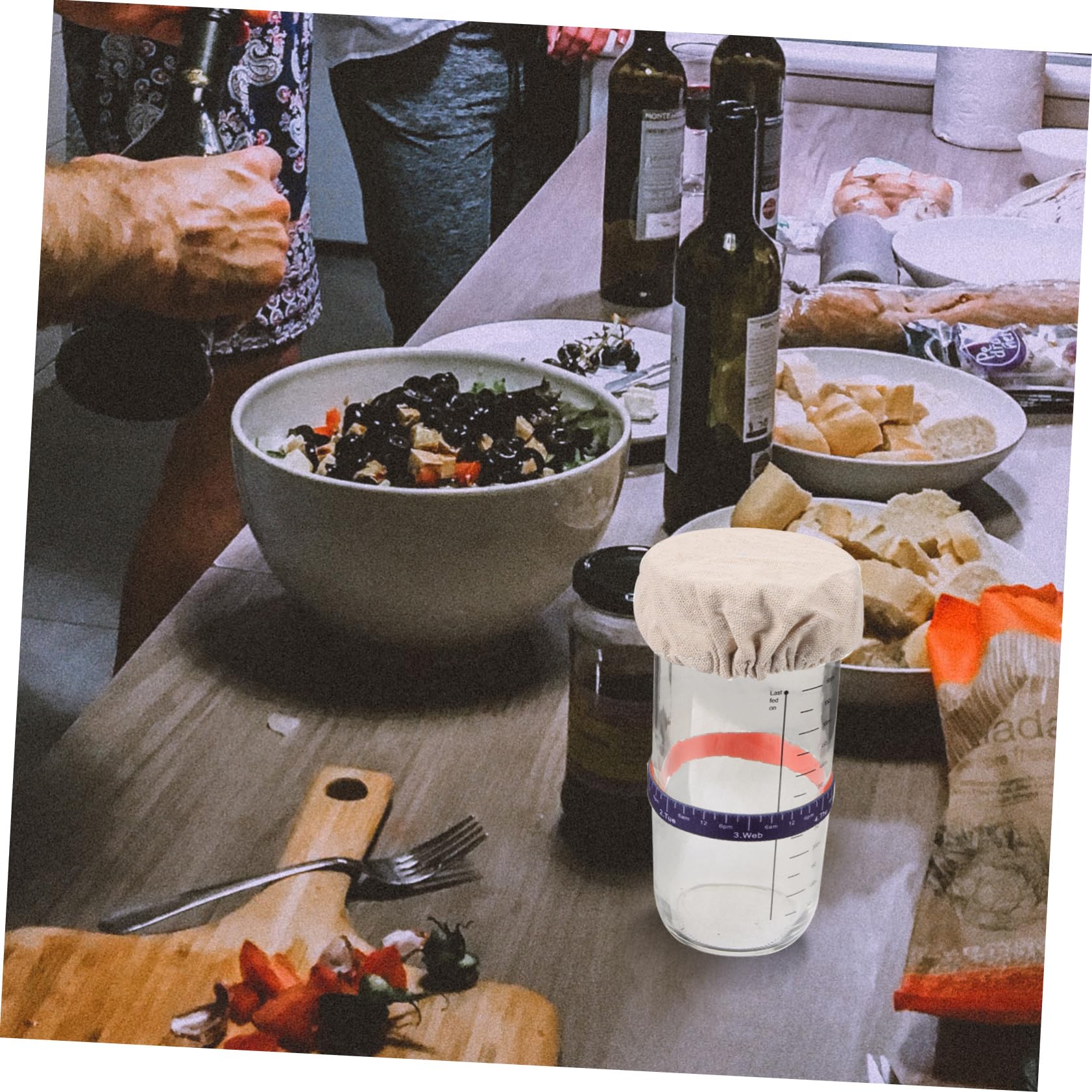 Barattolo per Conservare Freschi Ingredienti Coperchio in Alluminio da 730ml in Vetro per Fermentazione e Copertura in Cotone e Salse Fatte in Casa Durante la Cottura