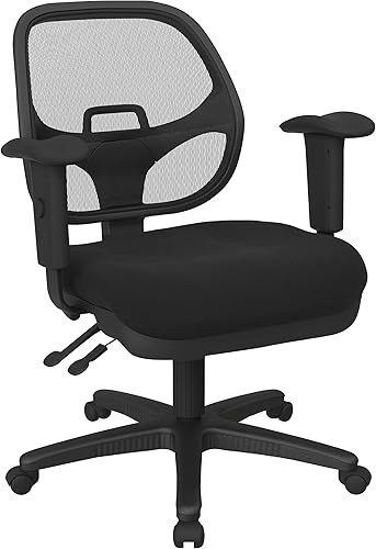 Office Star ProGrid - Silla de trabajo ergonómica ajustable para oficina con soporte lumbar integrado y brazos acolchados, color negro icono