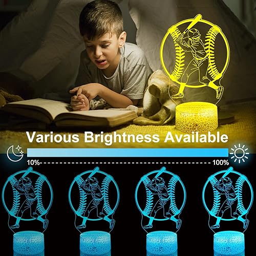 Miniatura 3 de Regalos de luz nocturna de béisbol para niños, 16 colores cambiantes con control remoto y táctil, lámpara de decoración de habitación de noche,