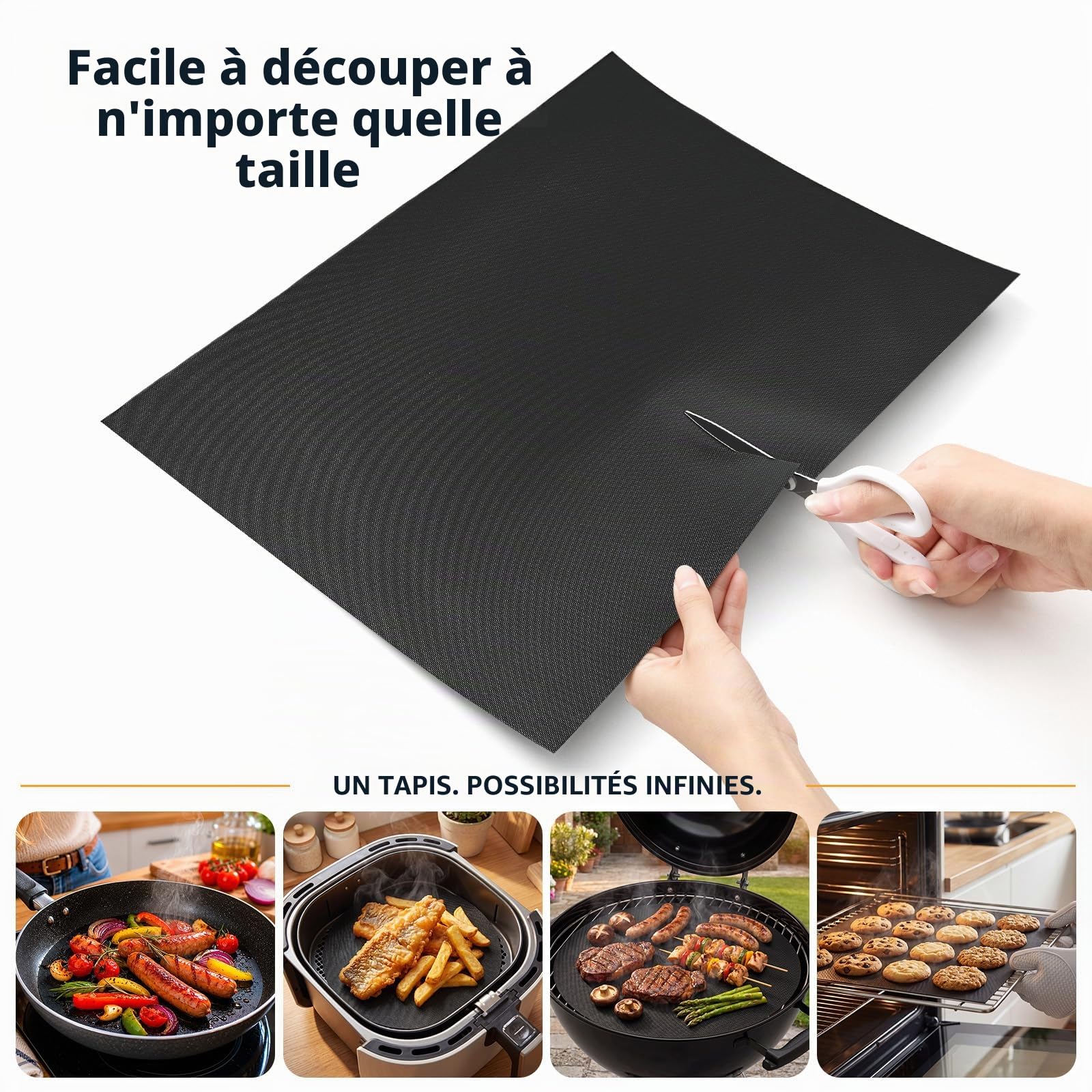 Homealexa Tapis de Cuisson Réutilisable Barbecue 5 Pièces 40x33 cm Antiadhésif Sans PFOA 260°C