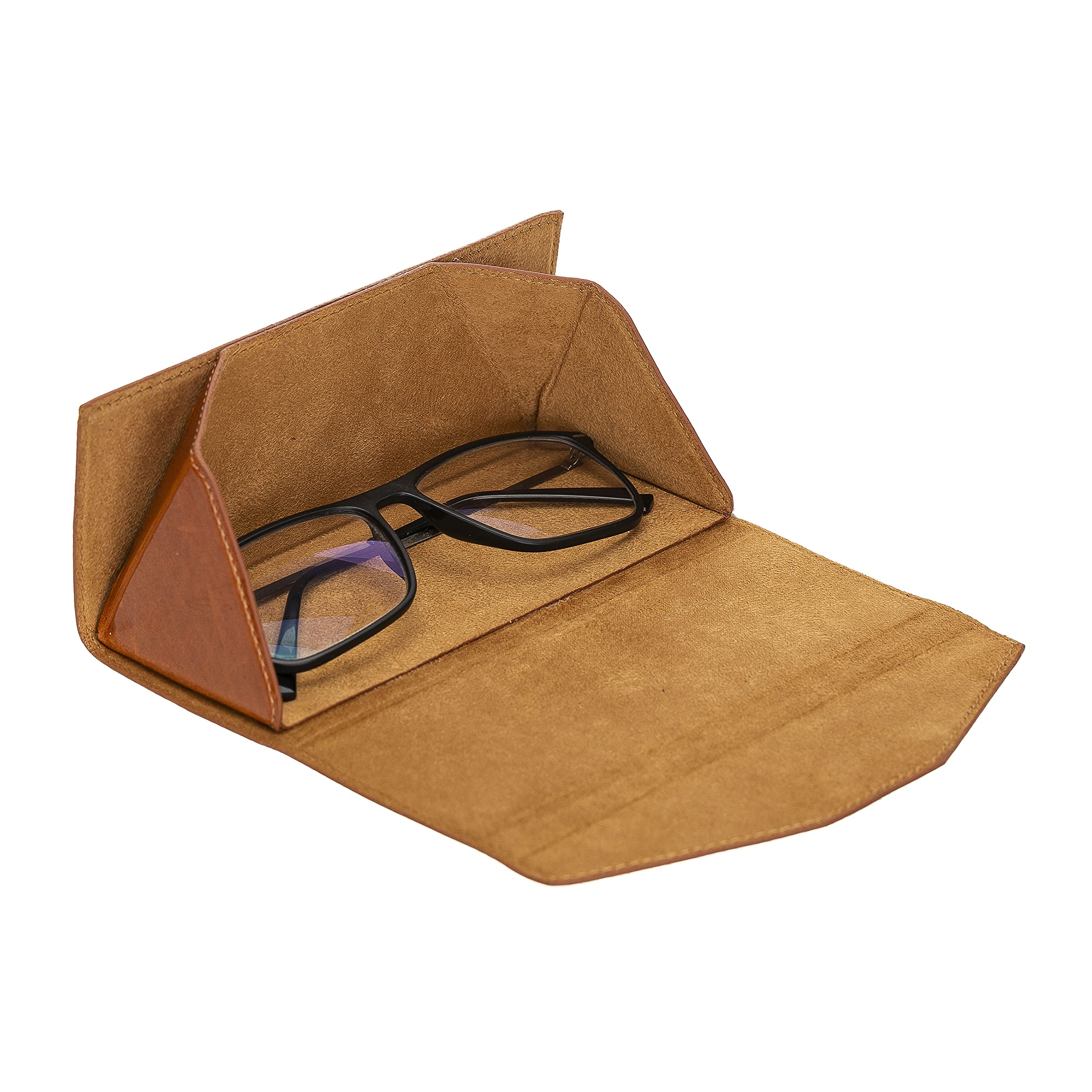 Solo Pelle Faltbares Brillenetui aus echtem Leder, tragbare Brillenbox zum falten, Brillen Etui mit Magnetverschluss Sonnenbrillenetui für Herren Damen Kinder