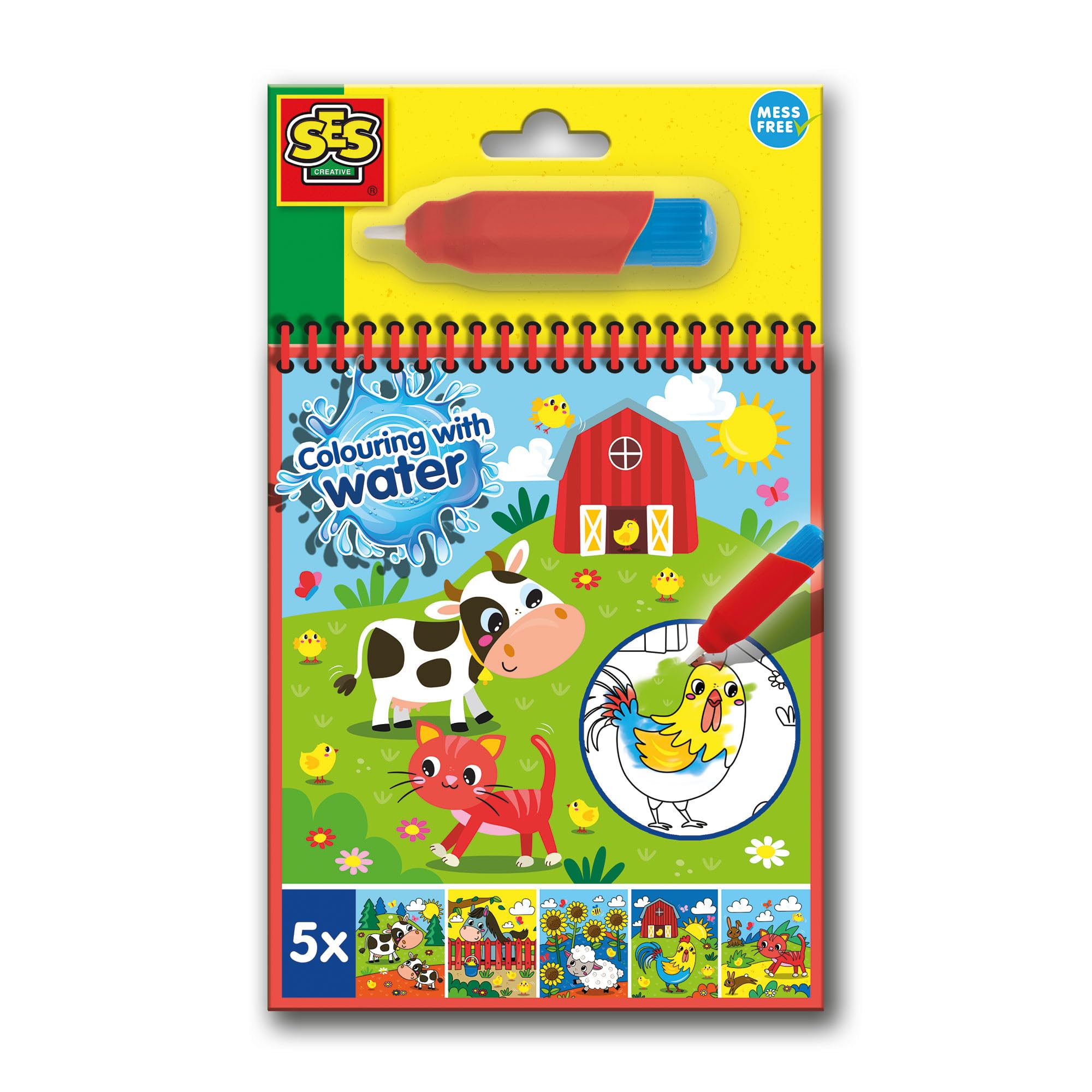 SES Creative - Colouring With Water Book - Farm - 1 Pack
