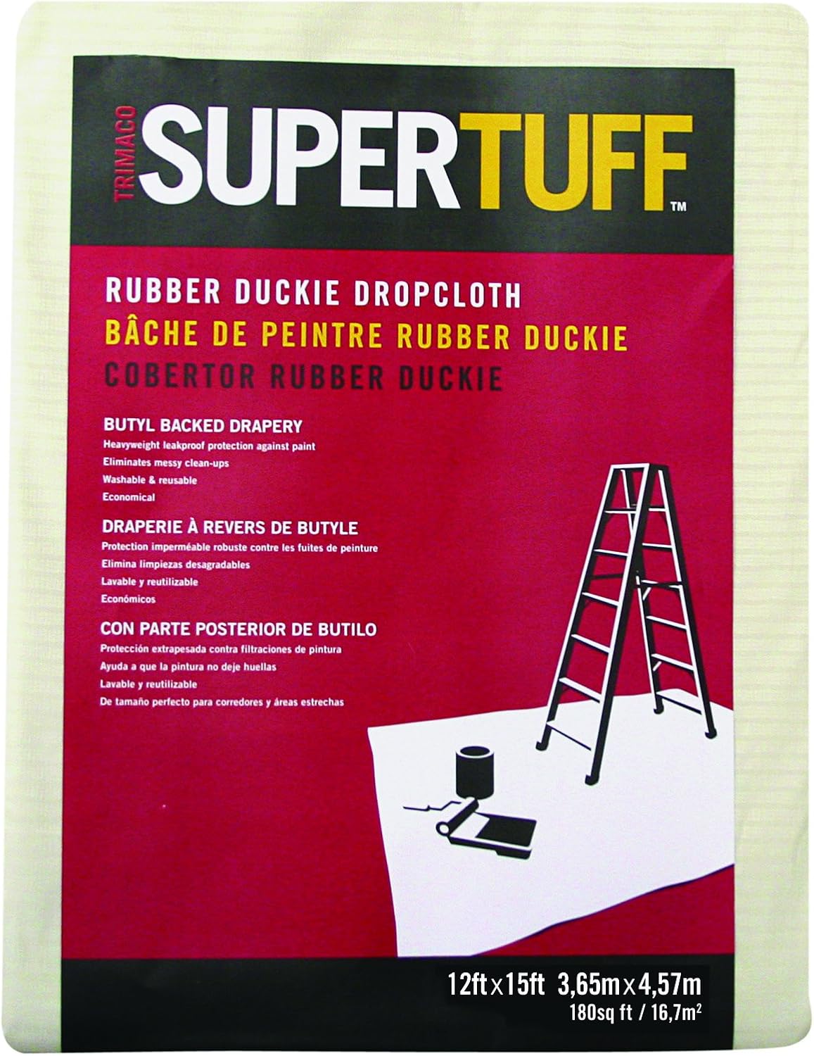 Trimaco SuperTuff Rubber-Duckie Heavyweight Butyl Dropcloth, 12-feet x 15-feet