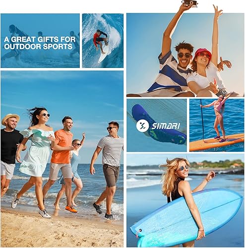 Miniatura 6 de SIMARI Zapatos de agua para mujeres y hombres Calcetines acuáticos descalzos de secado rápido Zapatos de natación ligeros para surf, natación,