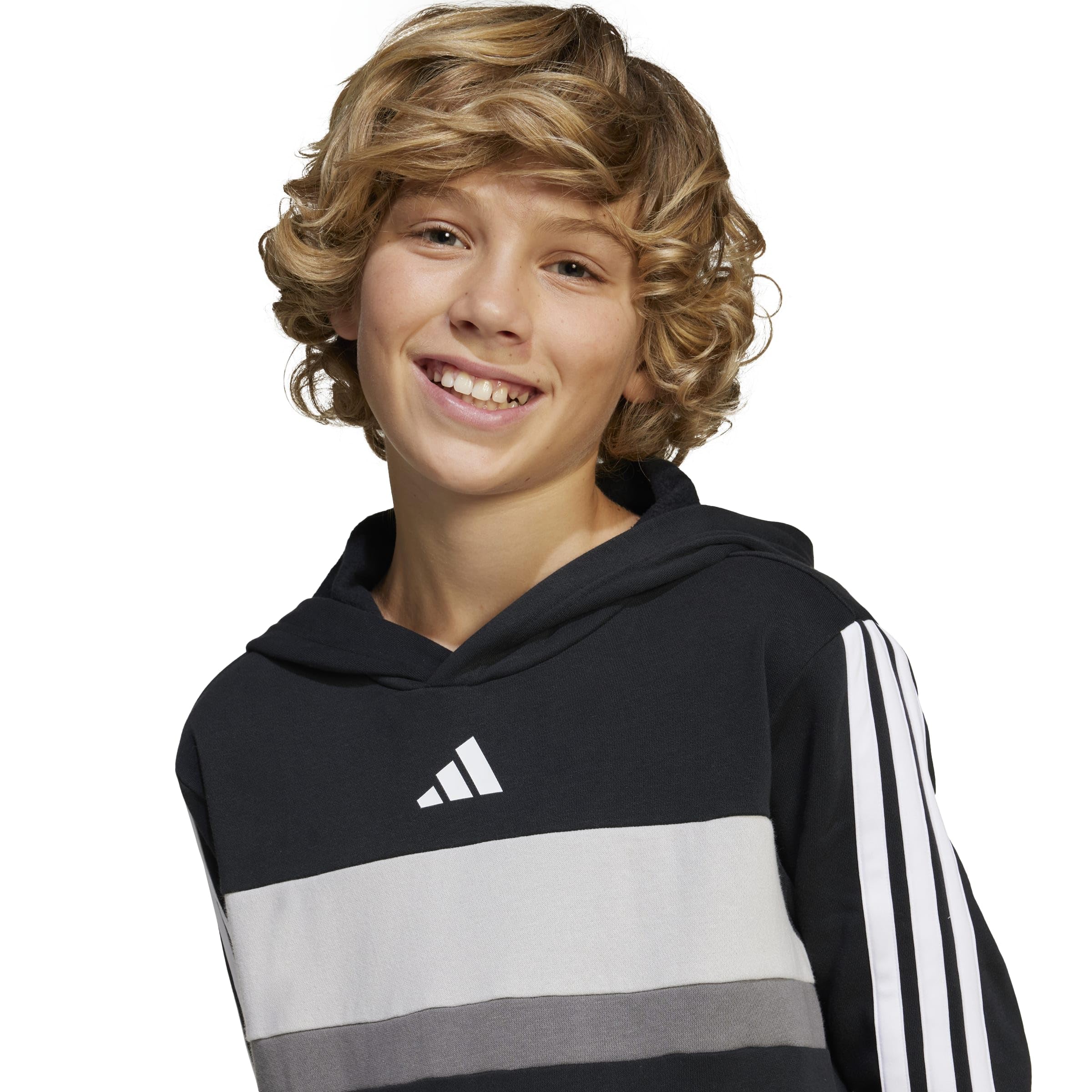 adidas Seasonal Essentials Tiberio 3 Stripes Fleece Hoodie Sudadera con Capucha Unisex niños (Pack de 1)