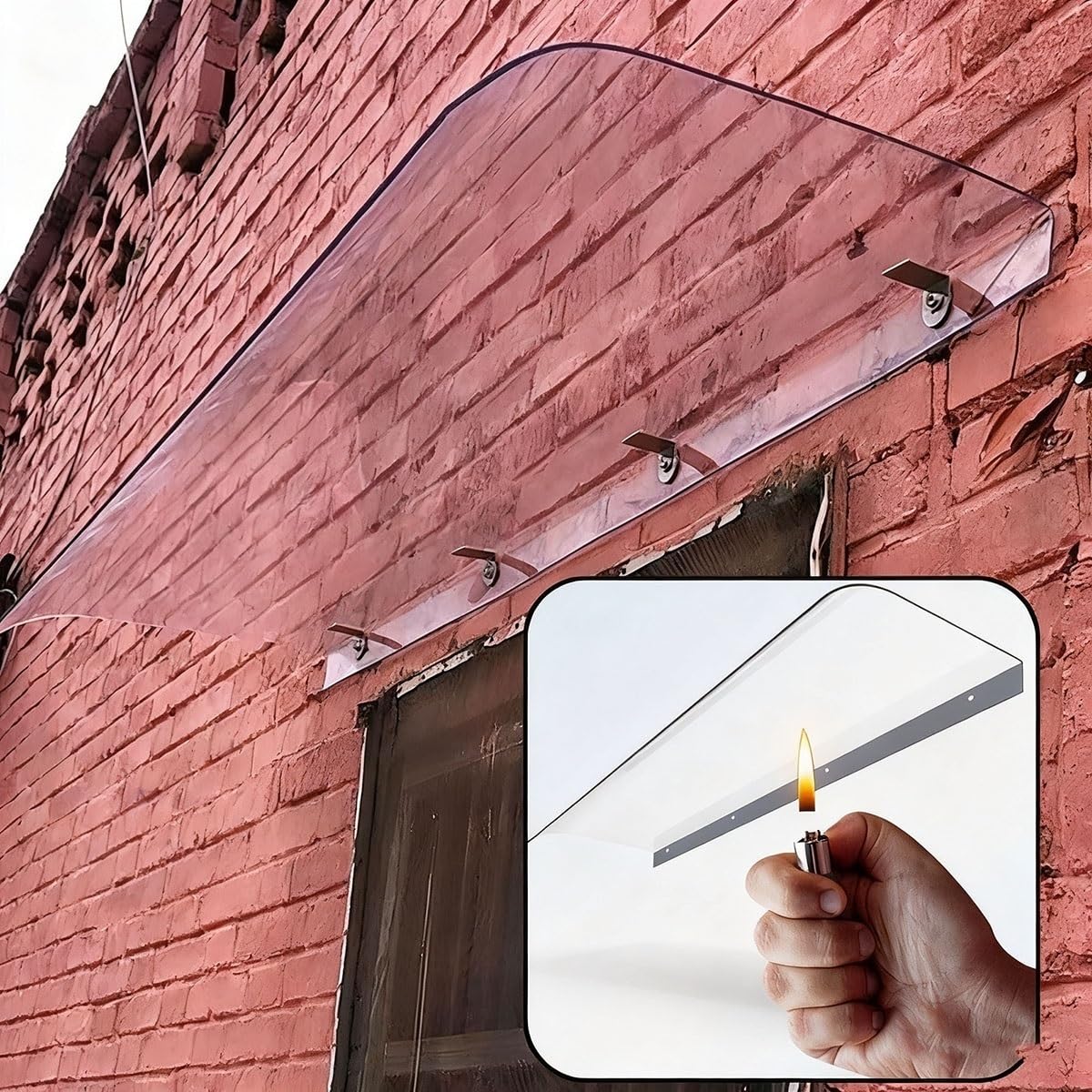 Przezroczysta osłona przeciwdeszczowa na drzwi wejściowe, balkon i do ogrodu – 218,4 cm do 279,4 cm, osłona z poliwęglanu, ochrona przed promieniowaniem UV, niewidoczna konstrukcja, wodoszczelna