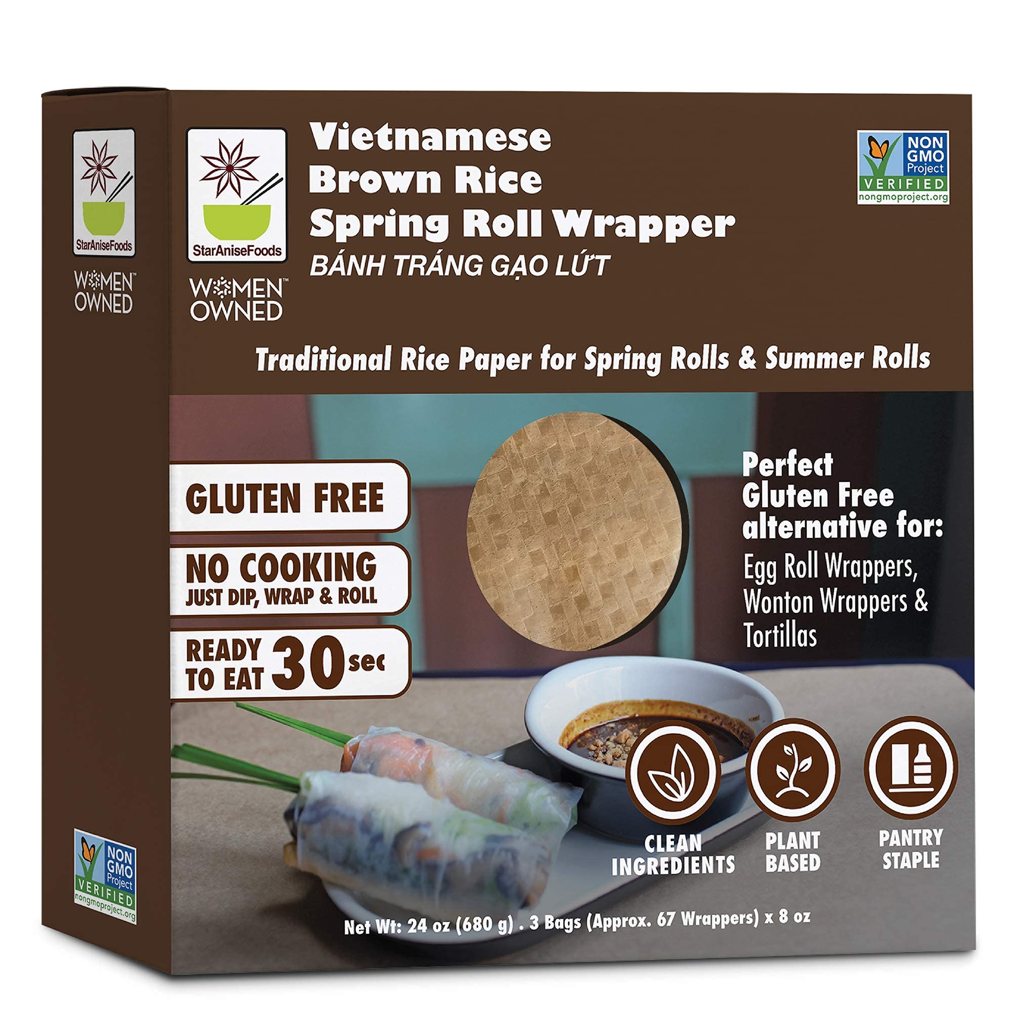 Star Anise Foods Rice Paper, Rice Spring Roll Wrappers, Gluten Free Egg Roll Wrappers, Wonton
