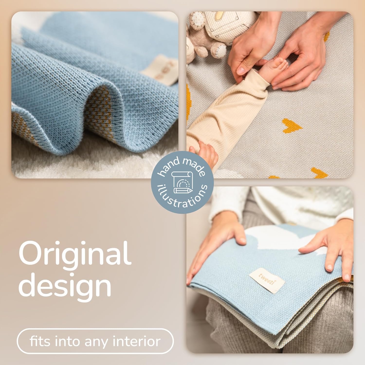 100% Organic Cotton Baby Blanket – Soft Knitted Breathable Swaddle Blanket for Crib & Stroller - Newborns, Infants & Toddlers – Hypoallergenic High Density Cotton Knit, 47x32 in (Goose, Blue)