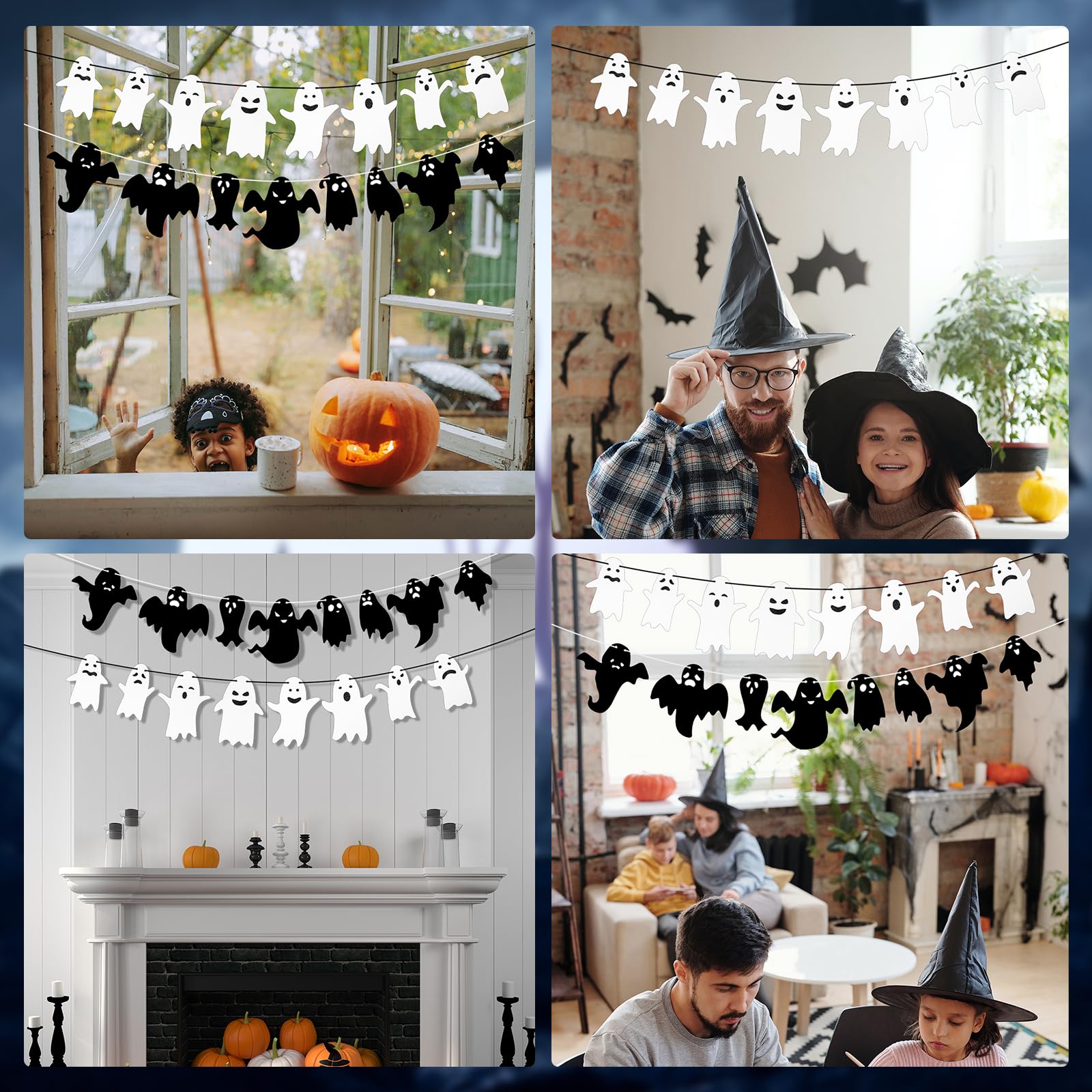 PTFNY Glitzer Halloween-Geisterbanner – 2 Stück, Je 3 Meter, Pink Glitzernd, Für Party-Deko