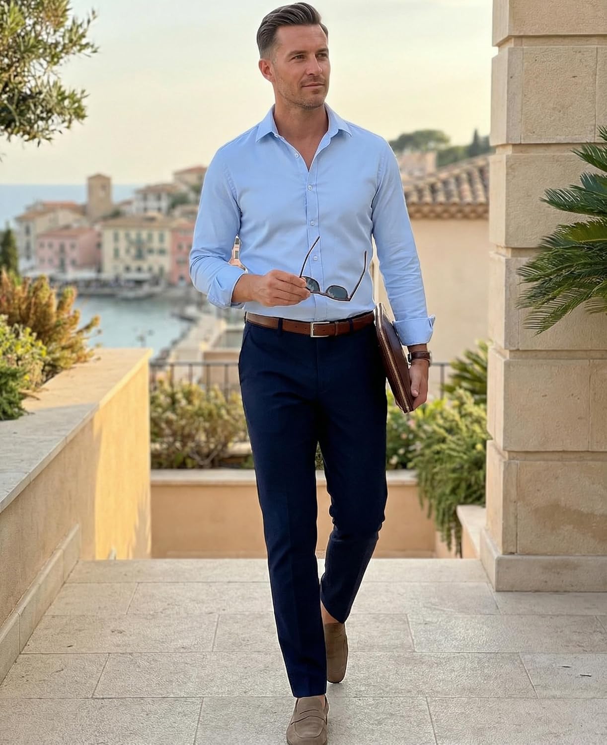 Beninos Men's Dress Shirts Solid Long Sleeve Texture Formal Shirt Business Casual Button Down Shirts - Image 2