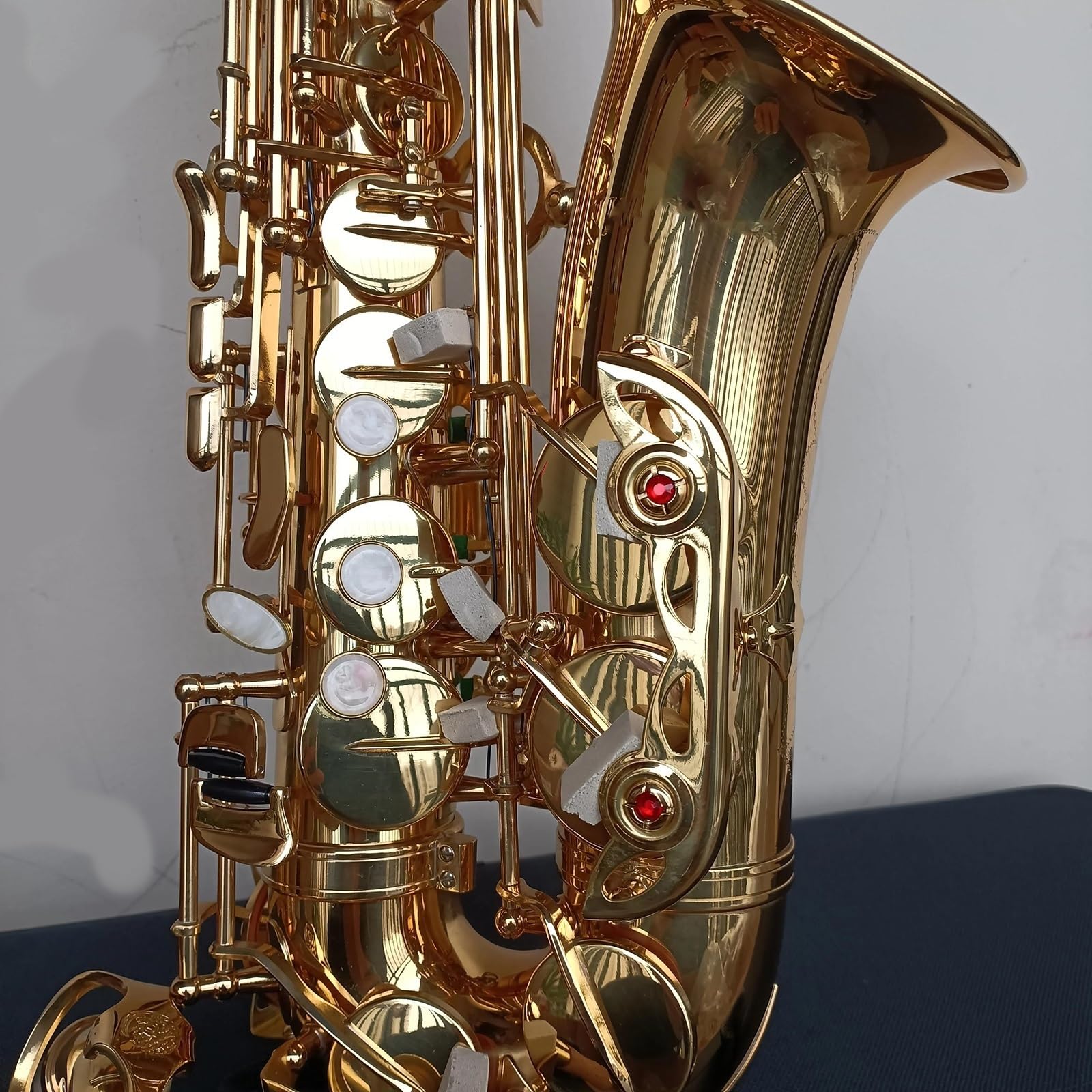 Saksofon Saksofon Altowy Eb Tune Mosiądz Złoty Lakier Instrument Muzyczny E-płaski Saksofon Z Akcesoriami Do Futerału (Color : Leather Case)