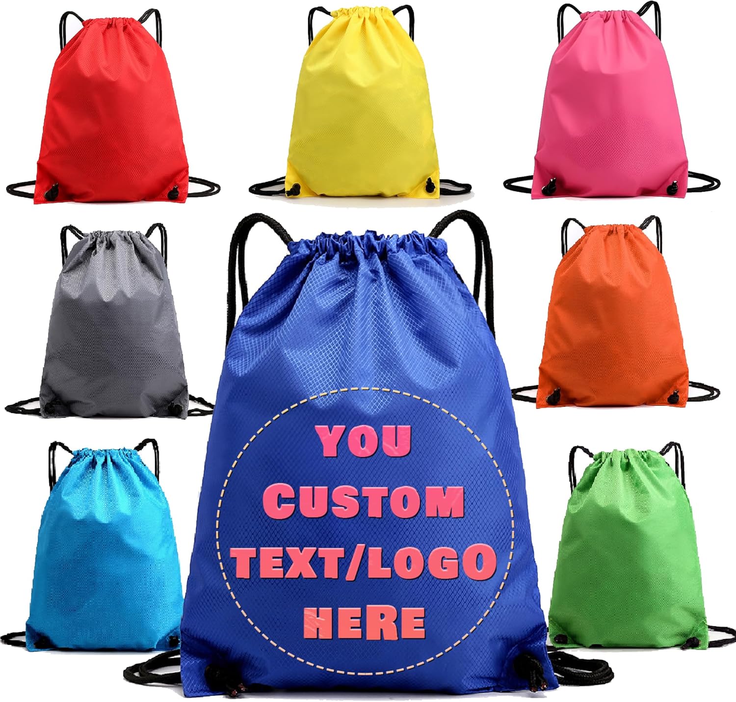 Custom Drawstring Backpacks with Custom Logos, Personalized Bulk Bags for Men,Women for Gym, Camping, Beach (Polyester small ears)