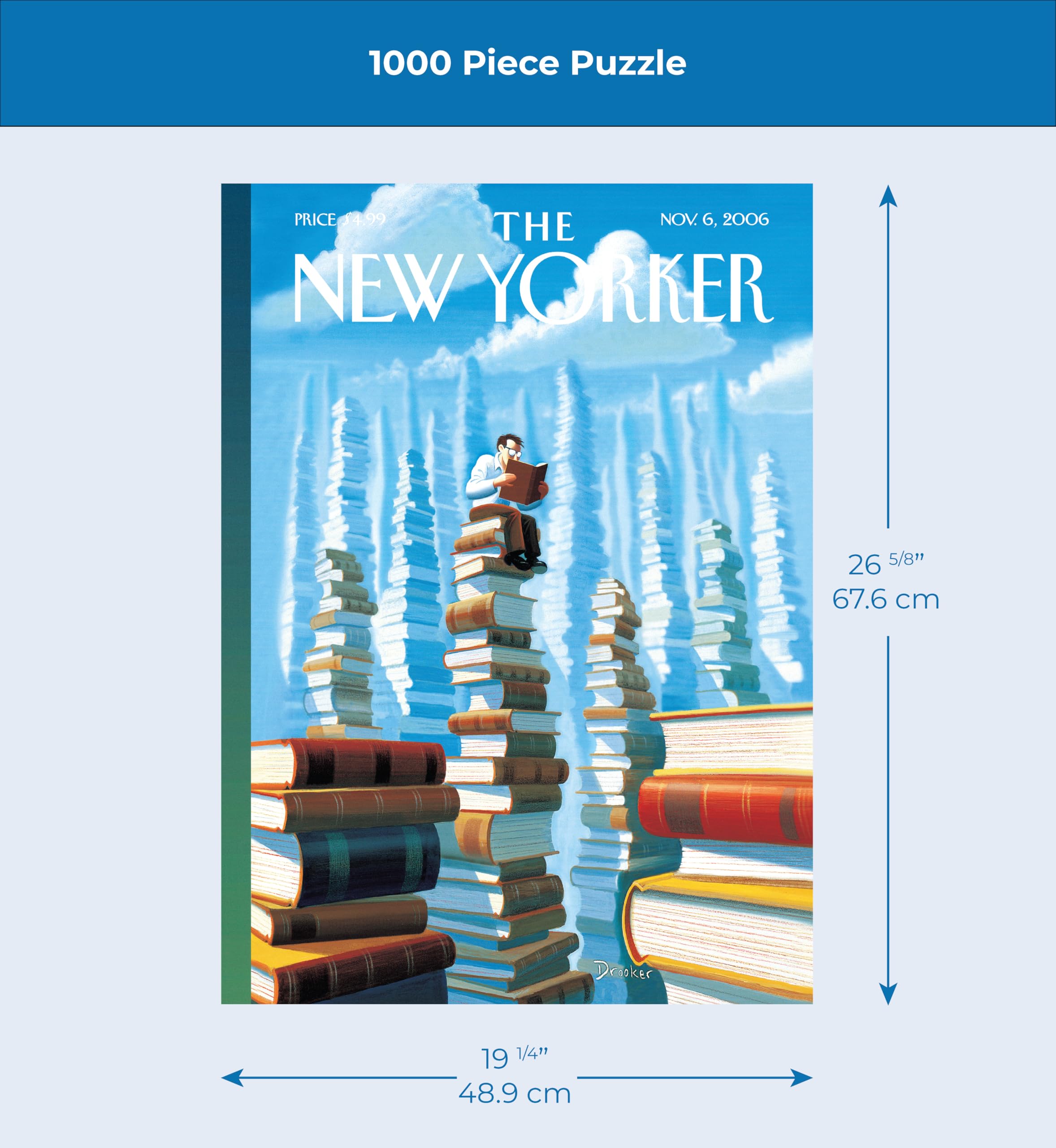 New York Puzzle Company - New Yorker Bookopolis – Puzzle de 1000 pièces pour adultes par Eric Drooker