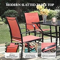 Vista 8 de HERA'S HOUSE Juego de comedor rojo para 4, juego de mesa y sillas de exterior de 5 piezas, 4 sillas de comedor de textileno, mesa de comedor