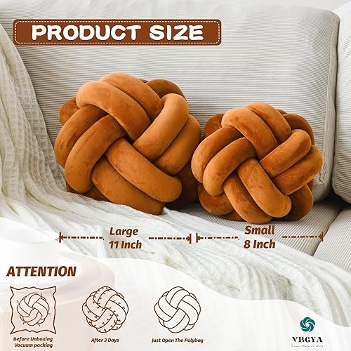 Miniatura 8 de Cojín decorativo suave con forma de bola de nudo, almohada redonda de felpa anudada de 11 pulgadas, almohada blanca, cojín decorativo moderno para