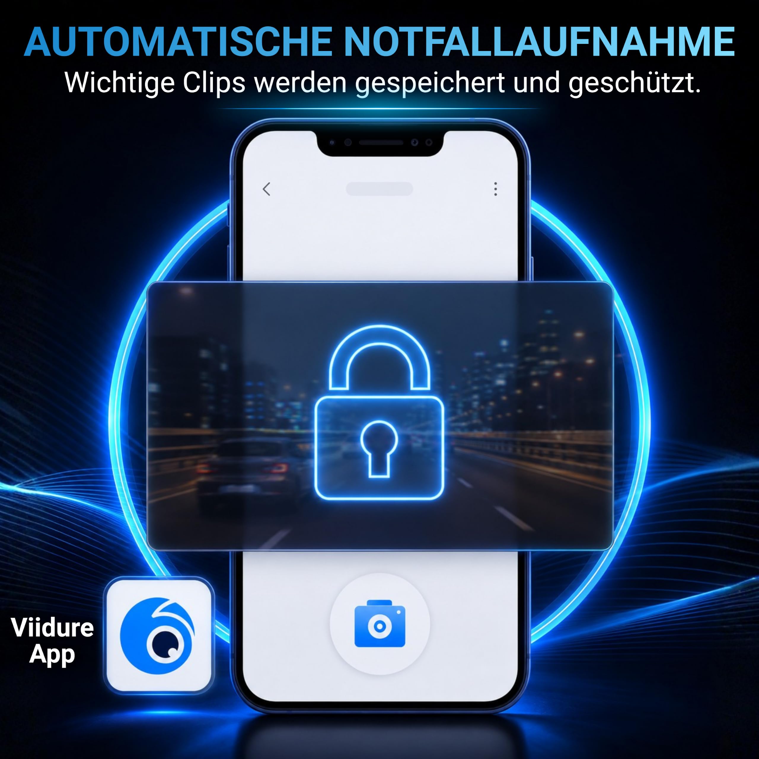 AutoSky 2K Dashcam Auto Kamera mit WLAN, G-Sensor, Loop-Aufnahme, Nachtsicht, 32GB SD-Karte, Weitwinkel Dash Cam fürs Auto