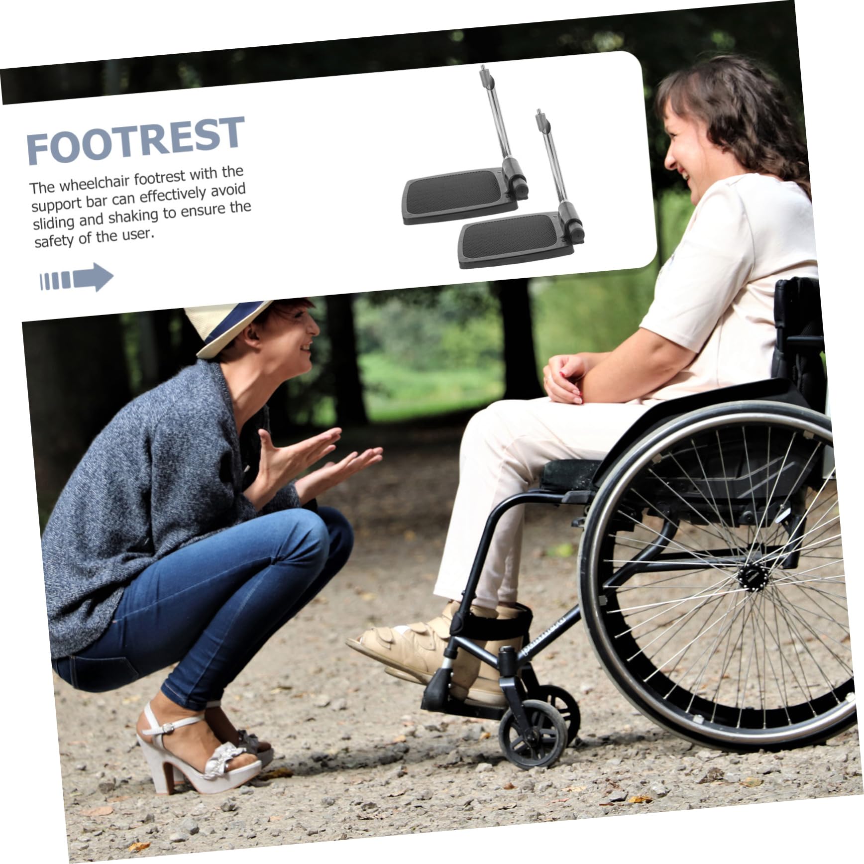 Beaupretty 1 Par de Reposapiés para Silla de Ruedas con Poste, Plástico Negro, Resistentes y Antideslizantes, Repuesto para Uso Diario