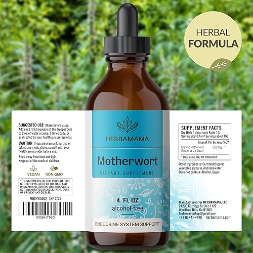 Miniatura 7 de HERBAMAMA Extracto líquido de Motherwort, 4 onzas líquidas, vegano, suplemento de hierbas orgánicas para apoyar la salud del corazón, la función