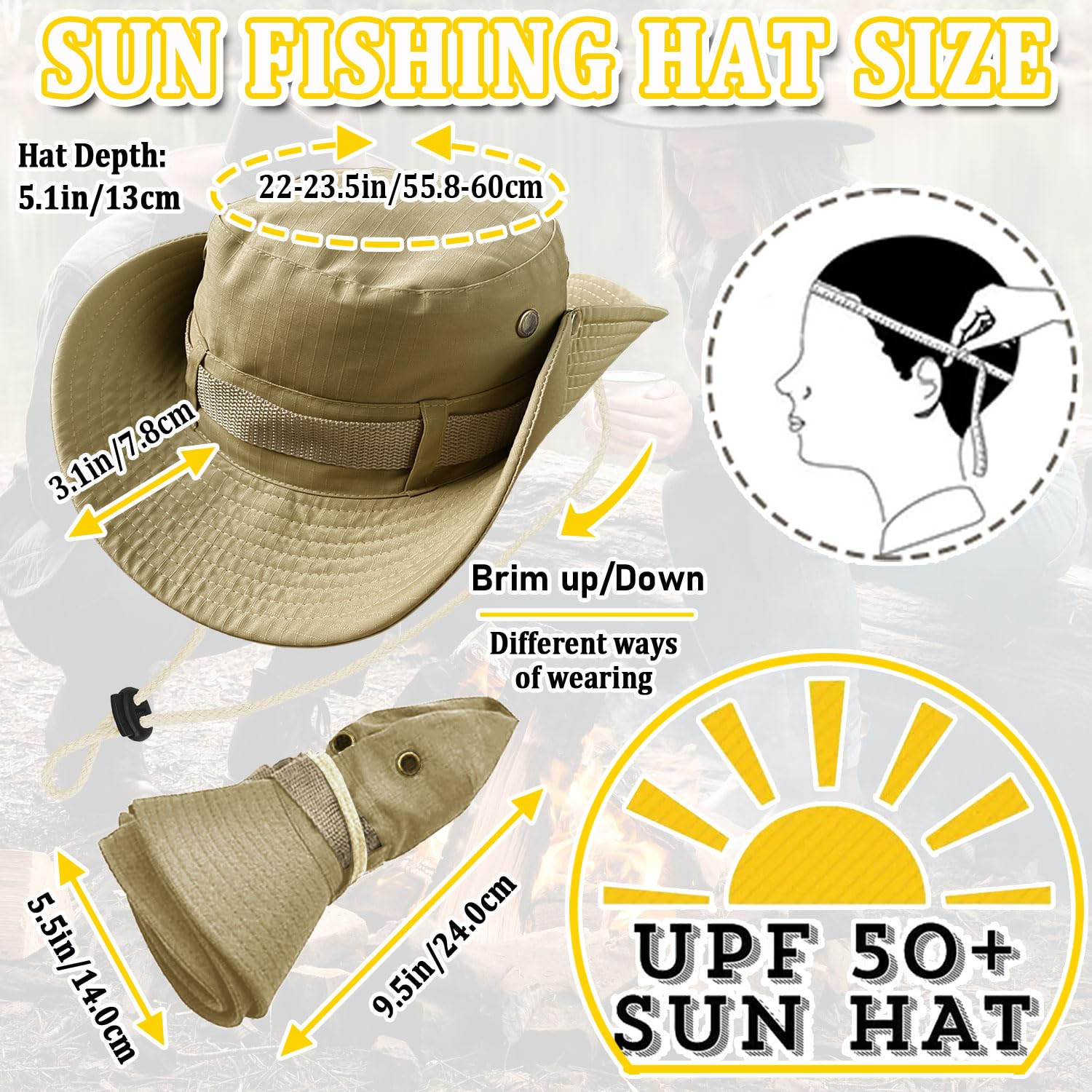 Cappello da pesca, a tesa larga, traspirante, per il sole, safari, escursionismo, spiaggia, per uomini e donne