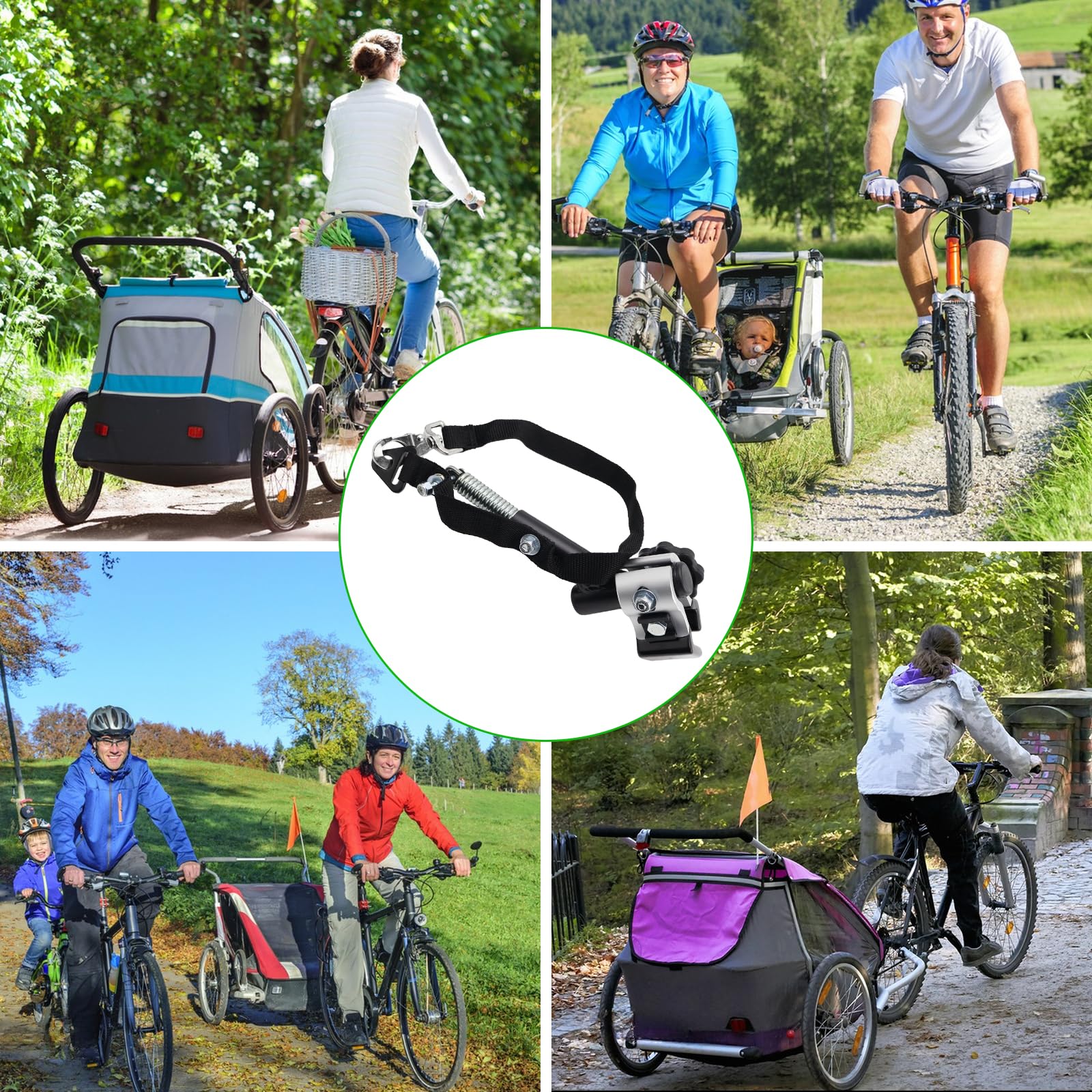 Frizione universale per rimorchio per bicicletta, in lega di alluminio, per tubi rotondi e ovali, connettore sinistro, per bambini, animali domestici e rimorchi