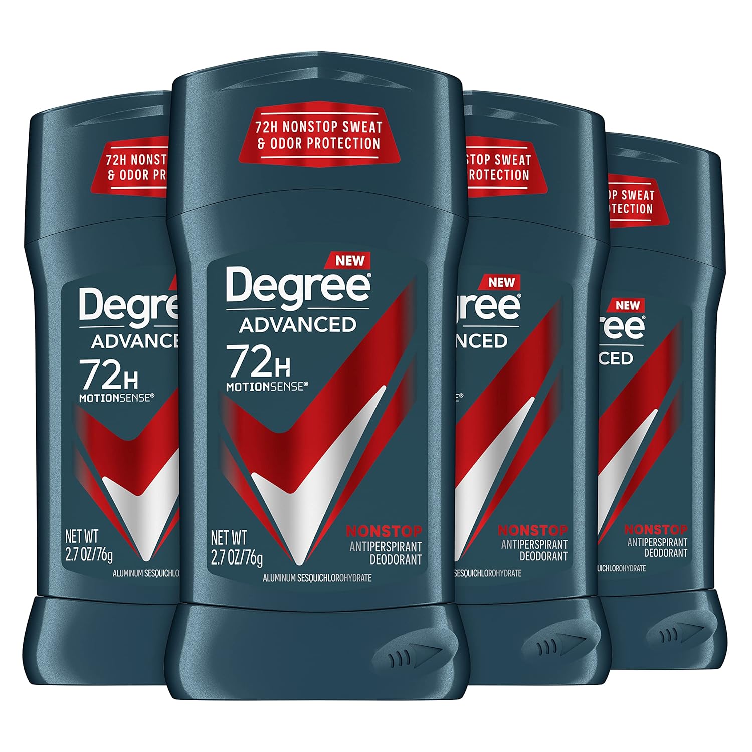 Degree Men Advanced Antiperspirant Deodorant 72H Sweat and Odor Protection Nonstop Claim: Deodorant For Men With MotionSense Technology 2.7 oz 4 Count Degree Men Advanced Antiperspirant Deodorant 72H Sweat and Odor Protection Nonstop Claim: Deodorant For Men With MotionSense Technology 2.7 oz 4 Count
