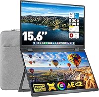 Upperizon 15.6" FHD Foldable Dual Screen Portable Monitor - Stacked IPS Extender for Laptop Mac PC, 107% sRGB, USB-C HDMI, Kickstand VESA