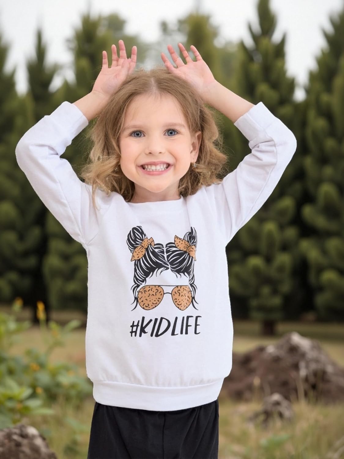 Kids Toddler Girls Clothes Figure Graphic Drop Shoulder Top Pullover Spotted Print Pants Fall Winter Outfit Set - Image 4