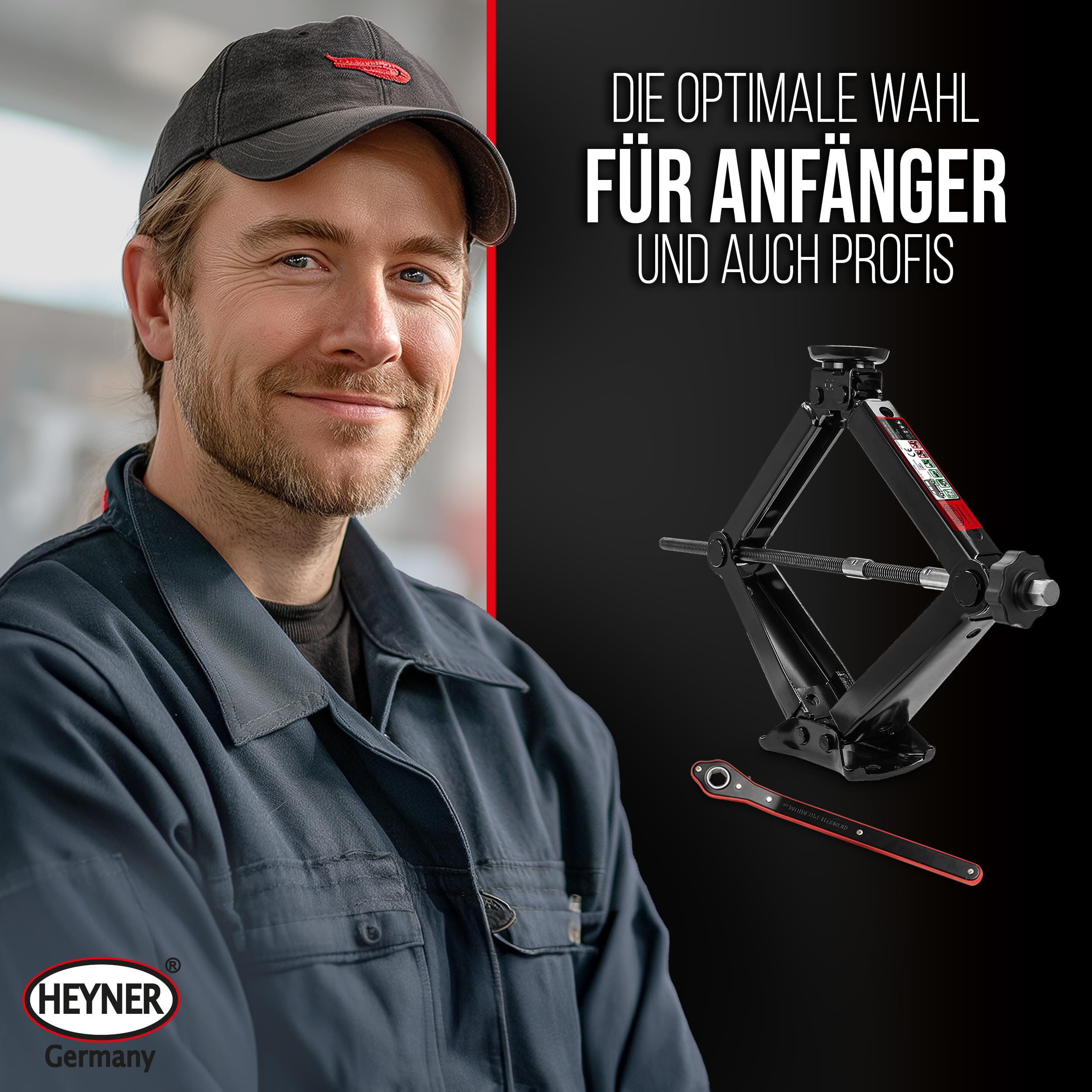 HEYNER® OEM Wagenheber Erstausrüsterqualität Scherenwagenheber Mercedes Vito/Viano/Metris/V-Klasse bis 1580 kg
