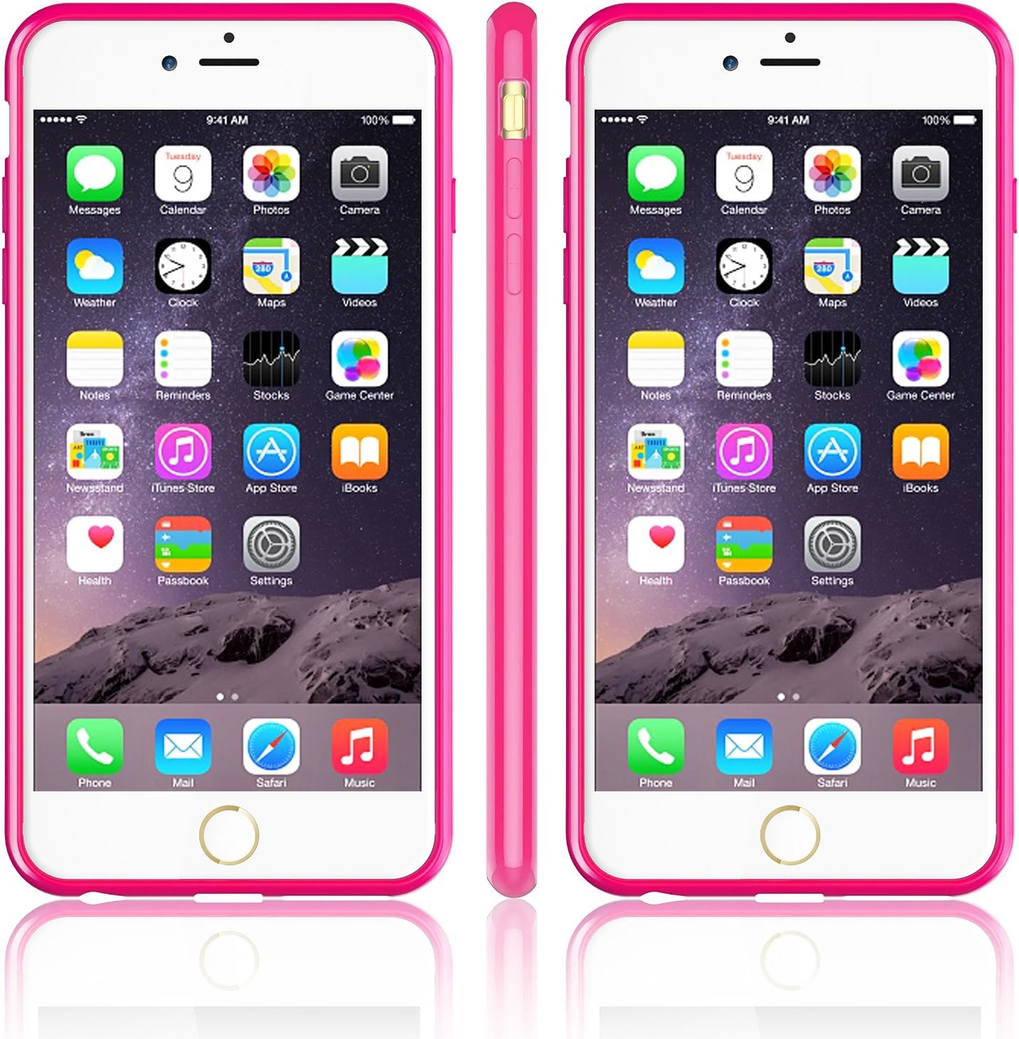 Iphone 6 Plus Case, Clear Pink [ Okden ] Clear Back for Iphone 6 Plus (5.5) Hybrid Case Bumper Slim Fit Transparent Clear/pink