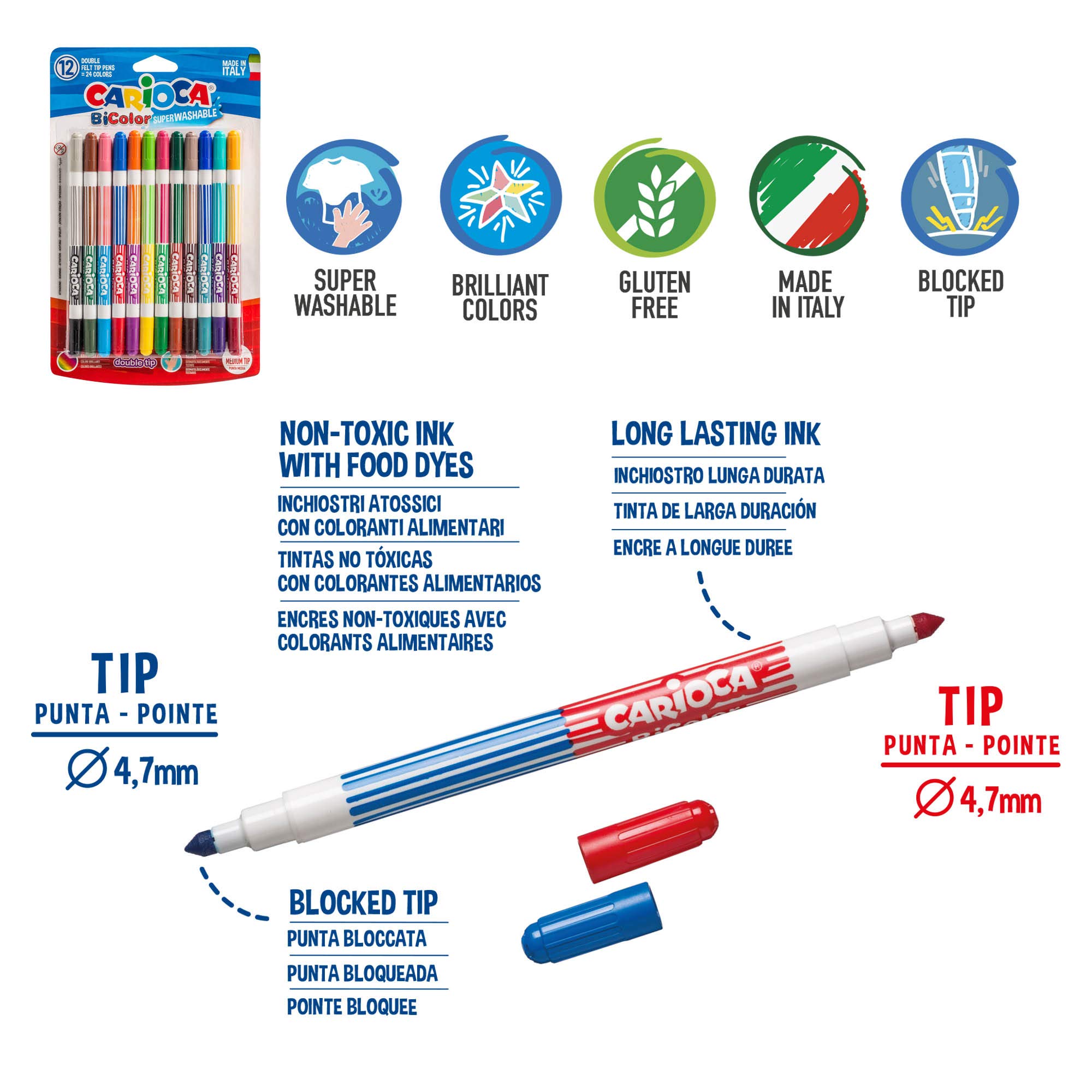 CARIOCA Filzstift-Set, sortiert - doppelseitige, zweifarbige, fluoreszierende, pastellfarbene, duftende, farbwechselnde Marker mit konischer und Pinselspitze (8 Boxen, insgesamt 84 Stifte)