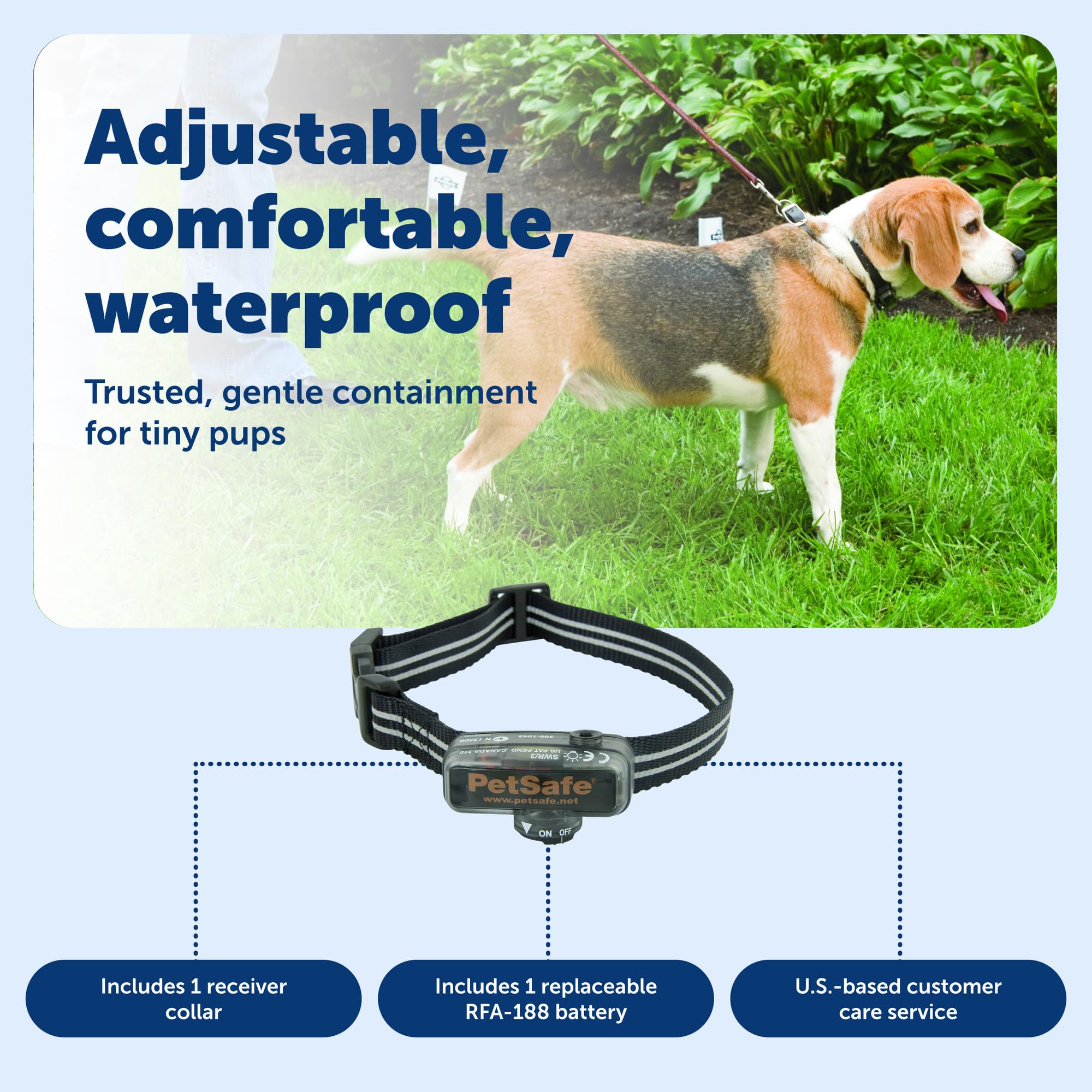 PetSafe - Collier Anti-Fugue pour Petit Chien Supplémentaire pour Clôture Anti-Fugue avec Fil PetSafe - Collier Léger et Imperméable - Sangle Réfléchissante
