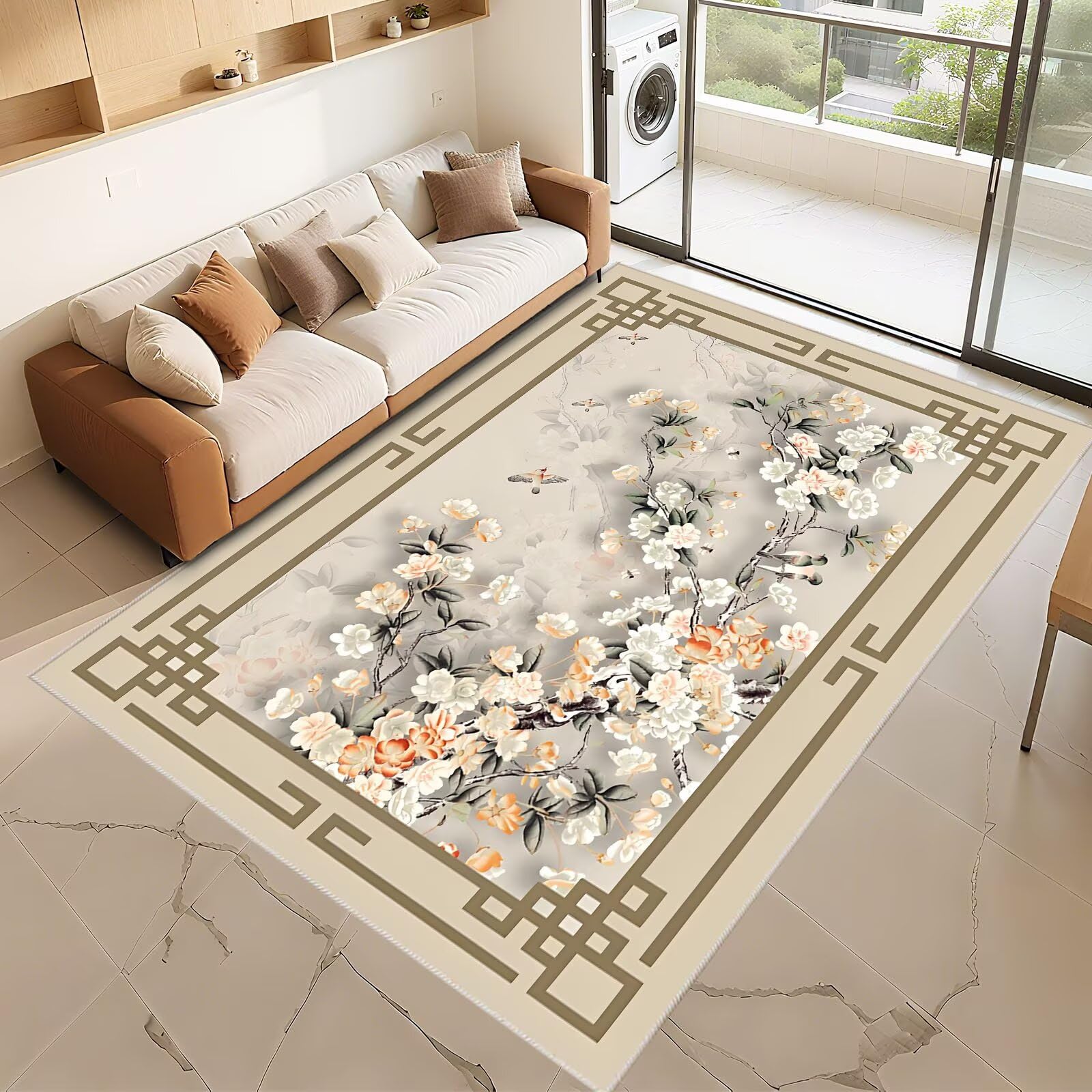 Tapis lavable gris extra plat 60x120cm anti-rayures pour fauteuil