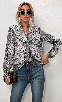 Buy Alinfu Women’s Casual Chiffon Long Sleeve Blouse Shirts V Neck