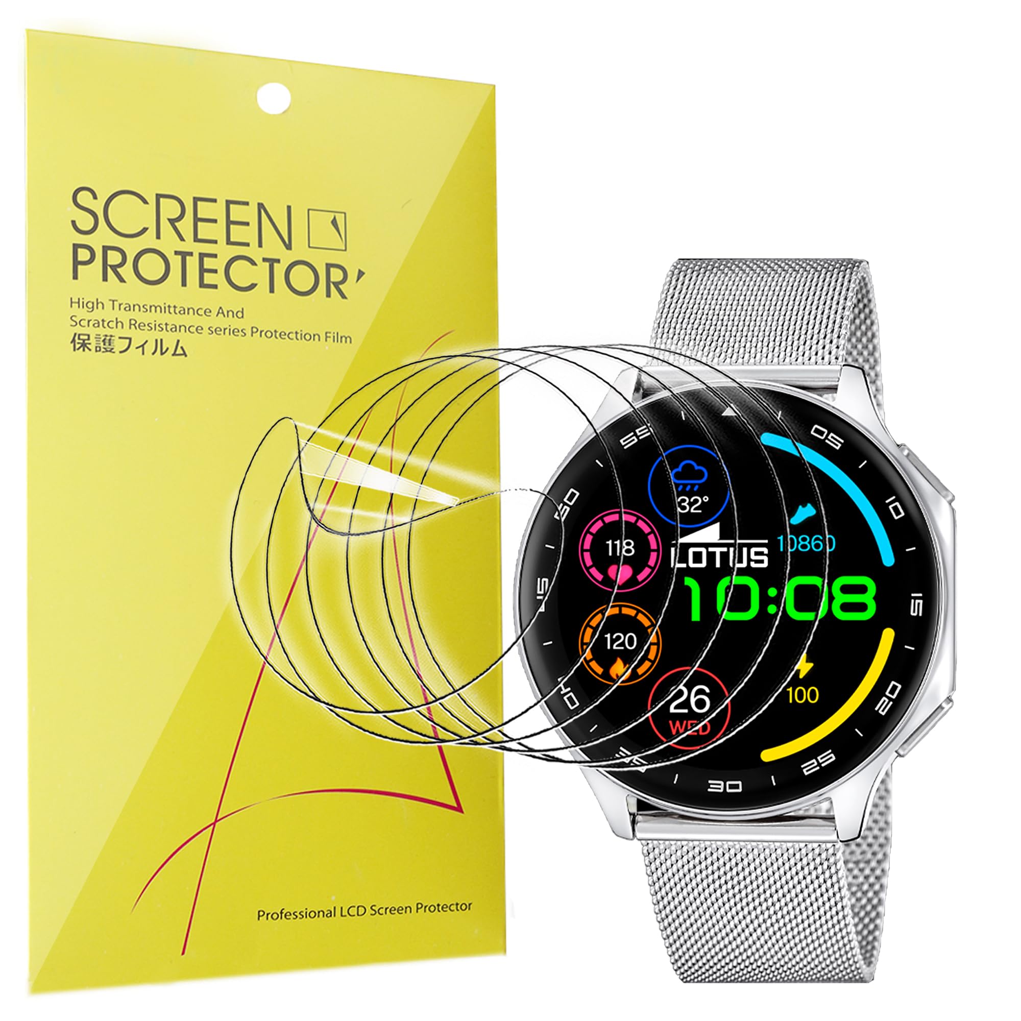 Lamshaw Protector de Pantalla TPU Flexible [6 Unidades] para Lotus 50050 Reloj Inteligente- Cobertura Total, Resistente a Arañazos, Anti-Burbujas y HD Transparente (6Piezas)