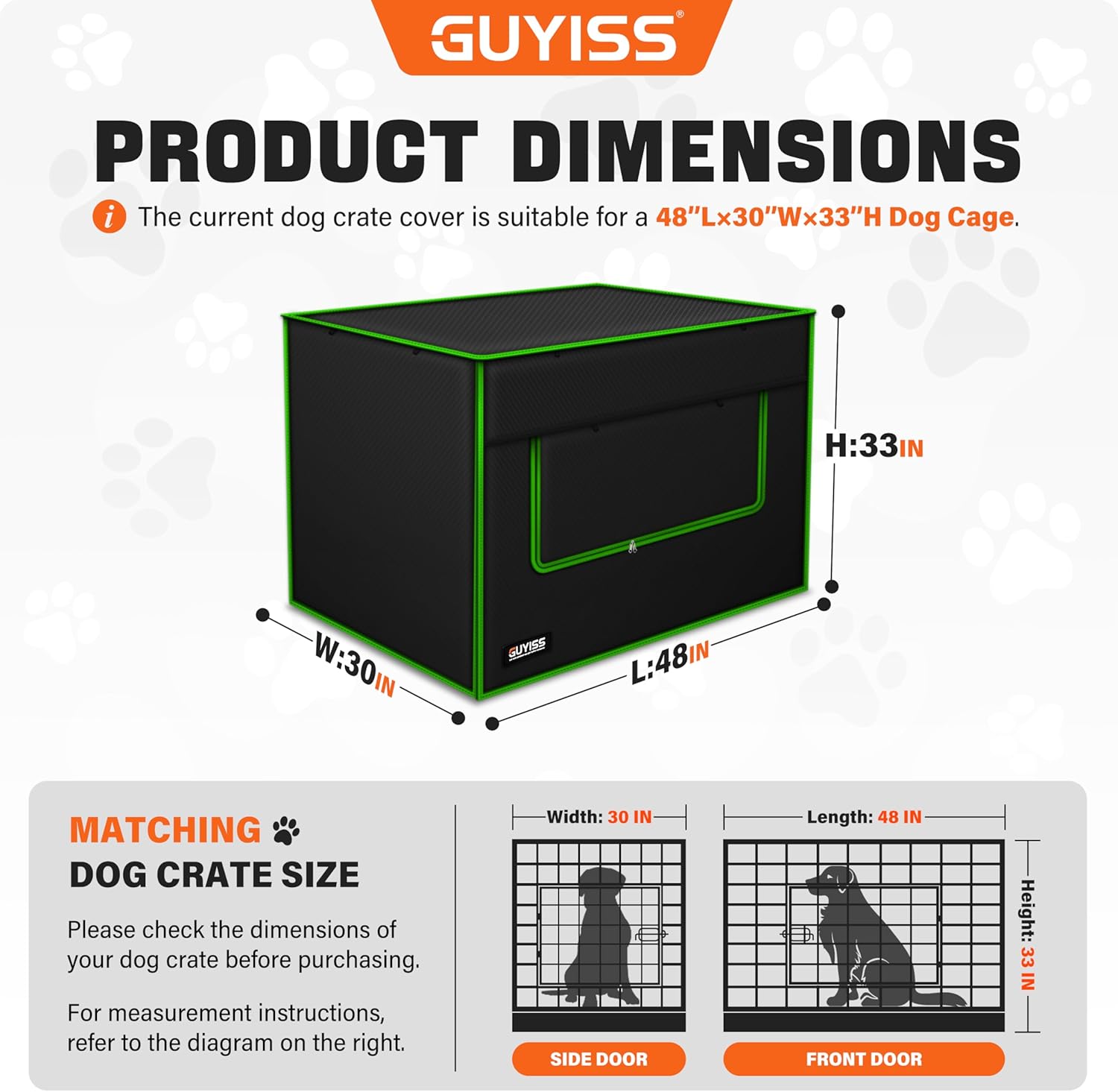 Ventilated Dog Crate Cover,Double Windows&Top Breathable Mesh, Indoor Outdoor Kennel Cover, 900D Waterproof Oxford Cloth, All Sides Open, Universal Fit for 1 2 3 Doors 48 inches Wire Dog Crate.