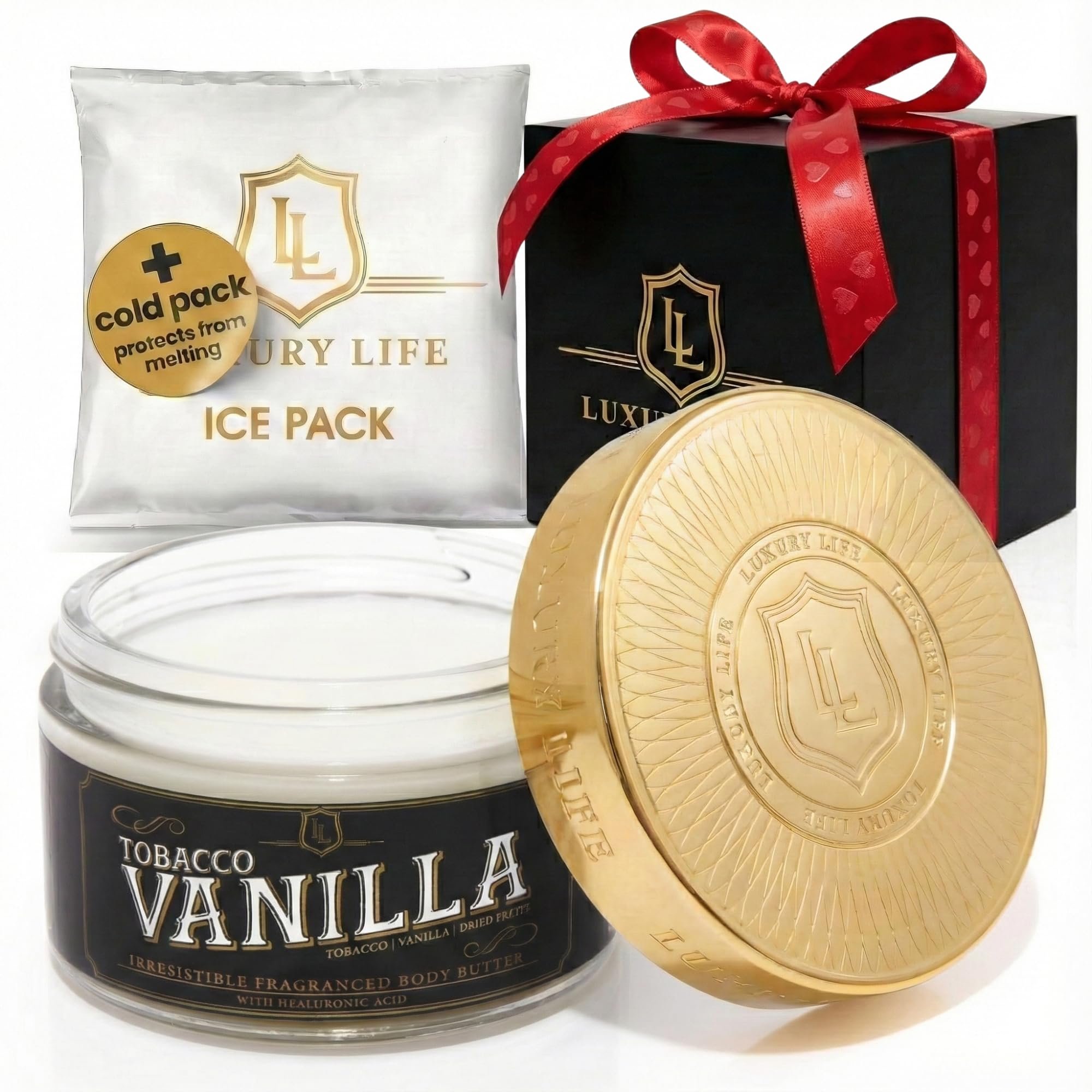 LUXURY LIFE BUTTER - Irresistibly Scented Body Butter with Hyaluronic Acid for Ultimate Moisture. Luxurious Natural Fragrance. Hydrates for a Non-Greasy Glamorous Glow, Tobacco Vanilla, 5 oz.
