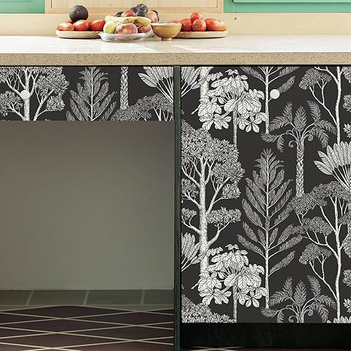 Miniatura 5 de Papel tapiz de bosque para despegar y pegar, papel tapiz bohemio vintage, papel tapiz de árbol para baño, papel adhesivo para gabinetes,