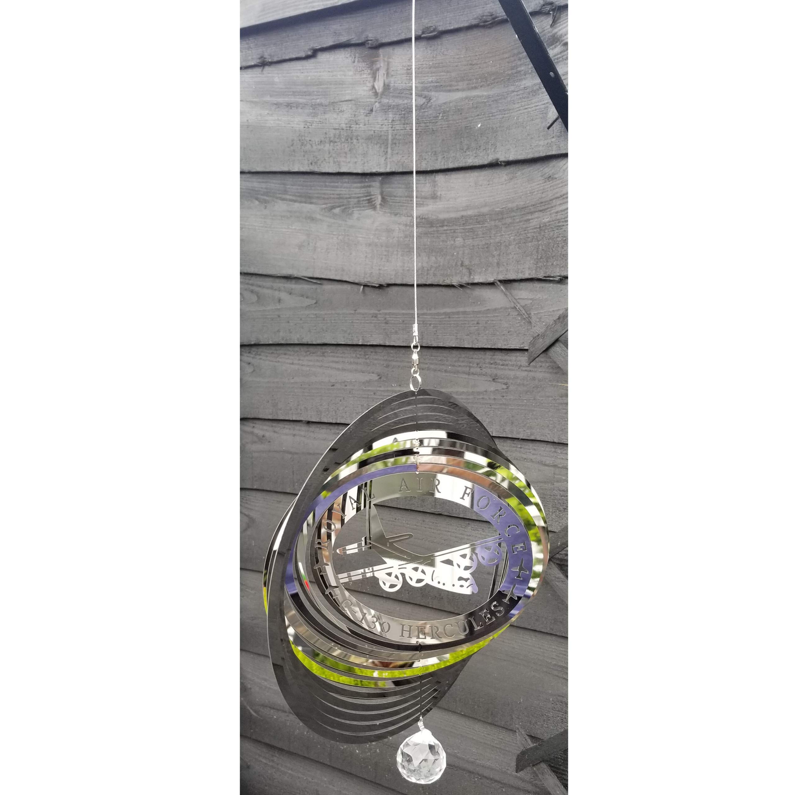 Stainless Steel Garden Wind Spinner - RAF C-130 Hercules Plane