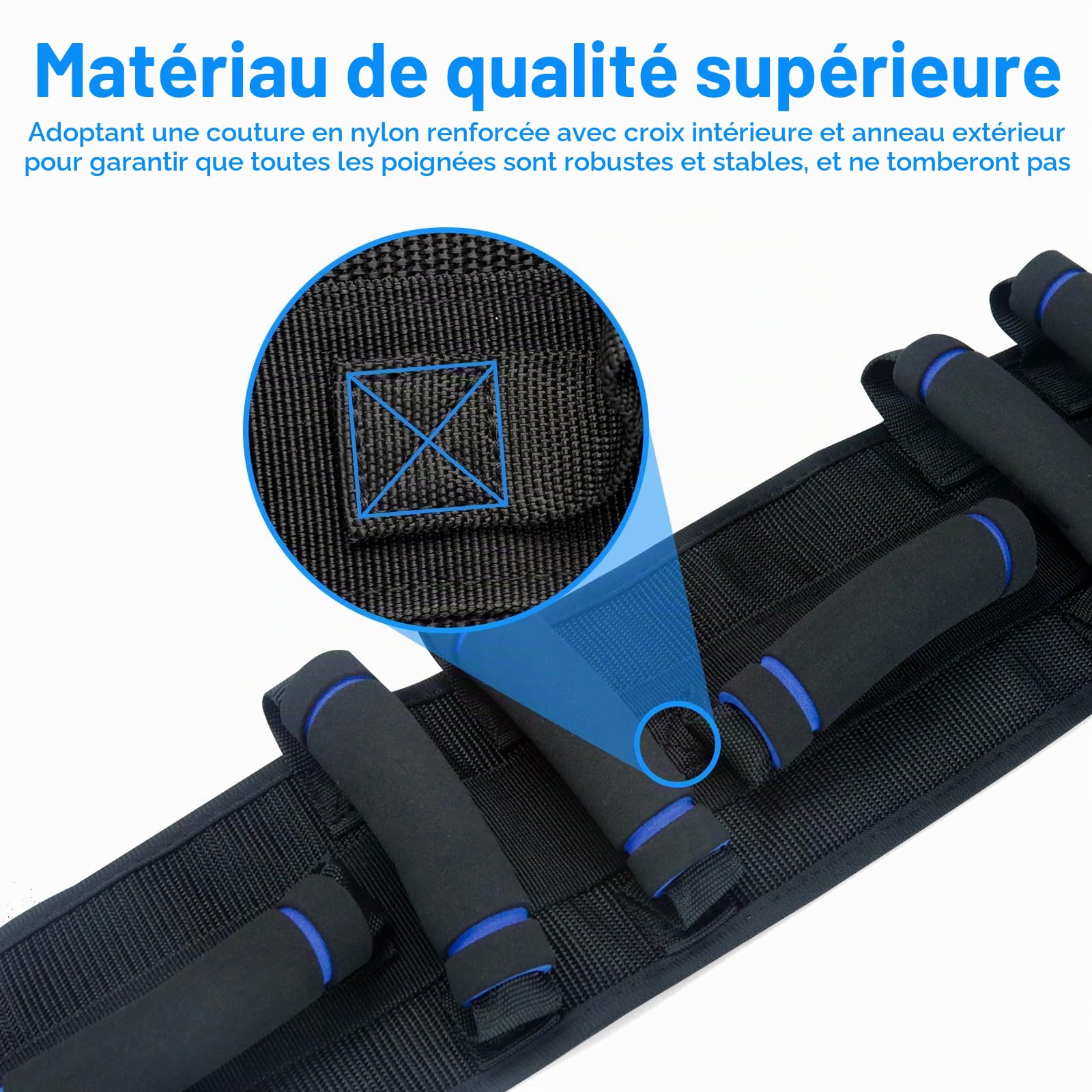 Ceinture de gait avec poignées, ceinture de transfert pour personnes âgées, ceintures de guise pour patients, ceintures de guêtre pour personnes âgées, poignées en caoutchouc