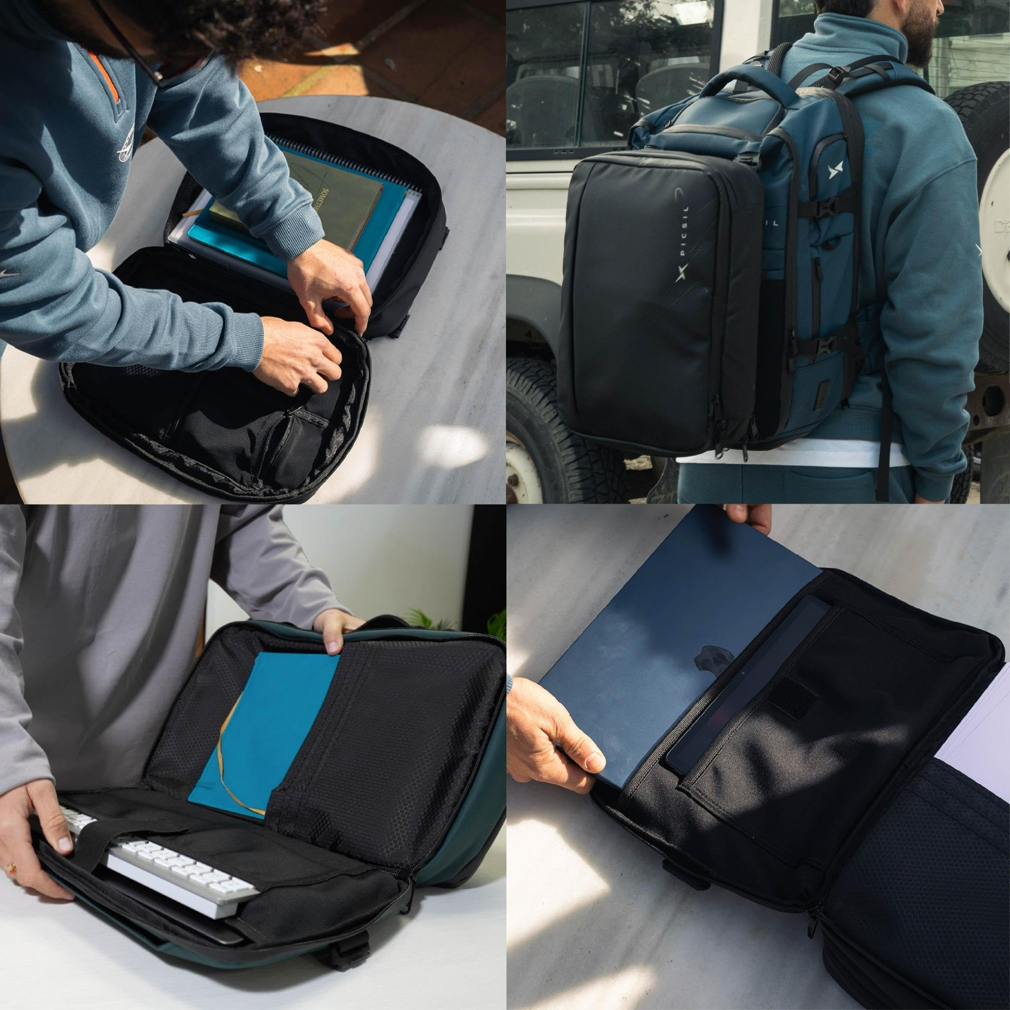 PICSIL Horizon Valigetta PC 15,6” Espandibile 1,4–15,6L, Moos | Borsa laptop modulare con scomparto imbottito, organizer documenti e capacità espandibile per lavoro, viaggi e coworking.
