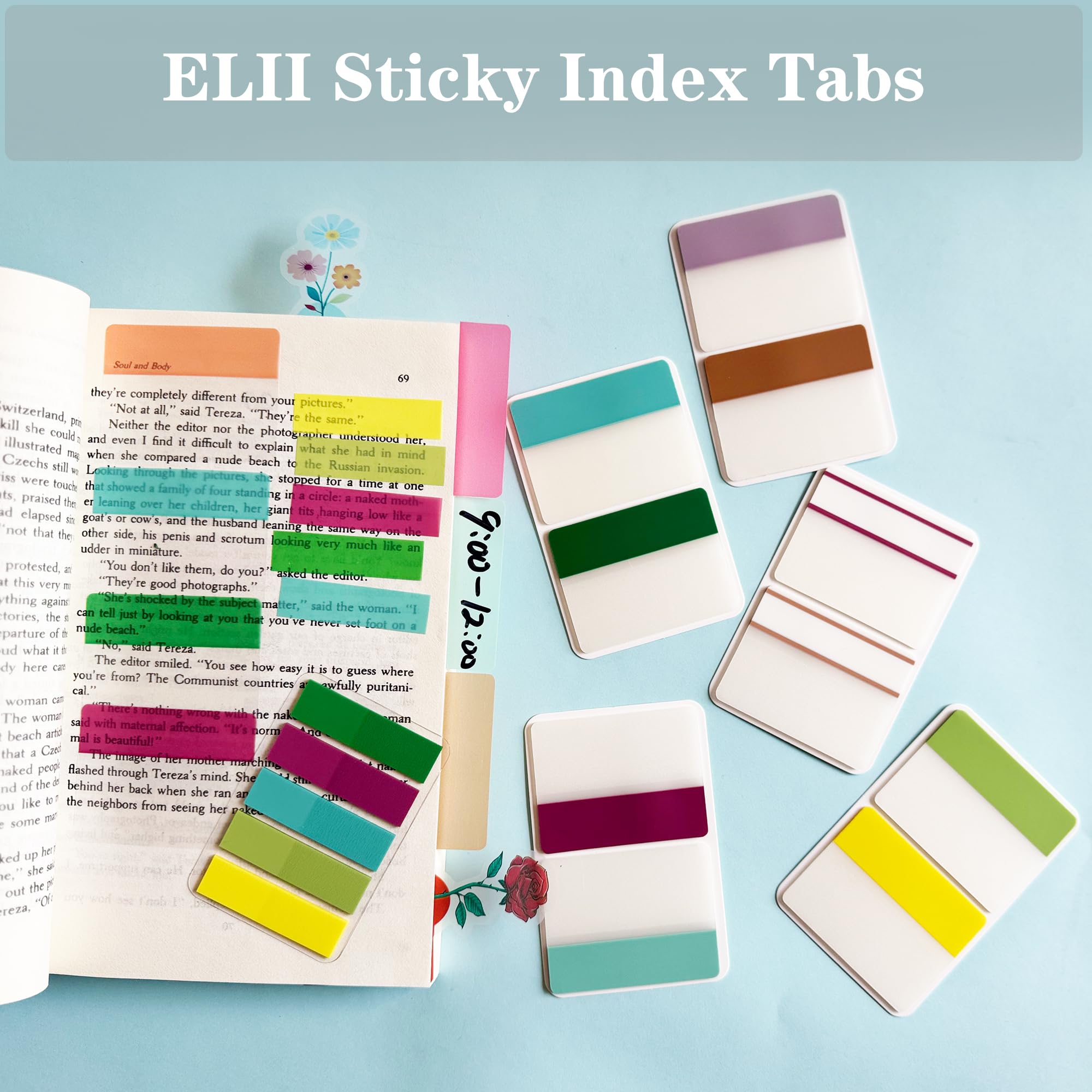 ELII 500 Stück Haftindex-Tabs, 21 Sets, bunte Buchreiter für Notizbücher, Seitenreiter für Ordner, Seitenmarkierungen, Notizbuch-Tabs