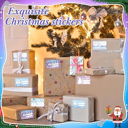 Vista 145 de Outus 500 etiquetas de Navidad, etiquetas autoadhesivas de regalo para regalos de Navidad, etiquetas de nombre de Navidad, etiquetas para papel