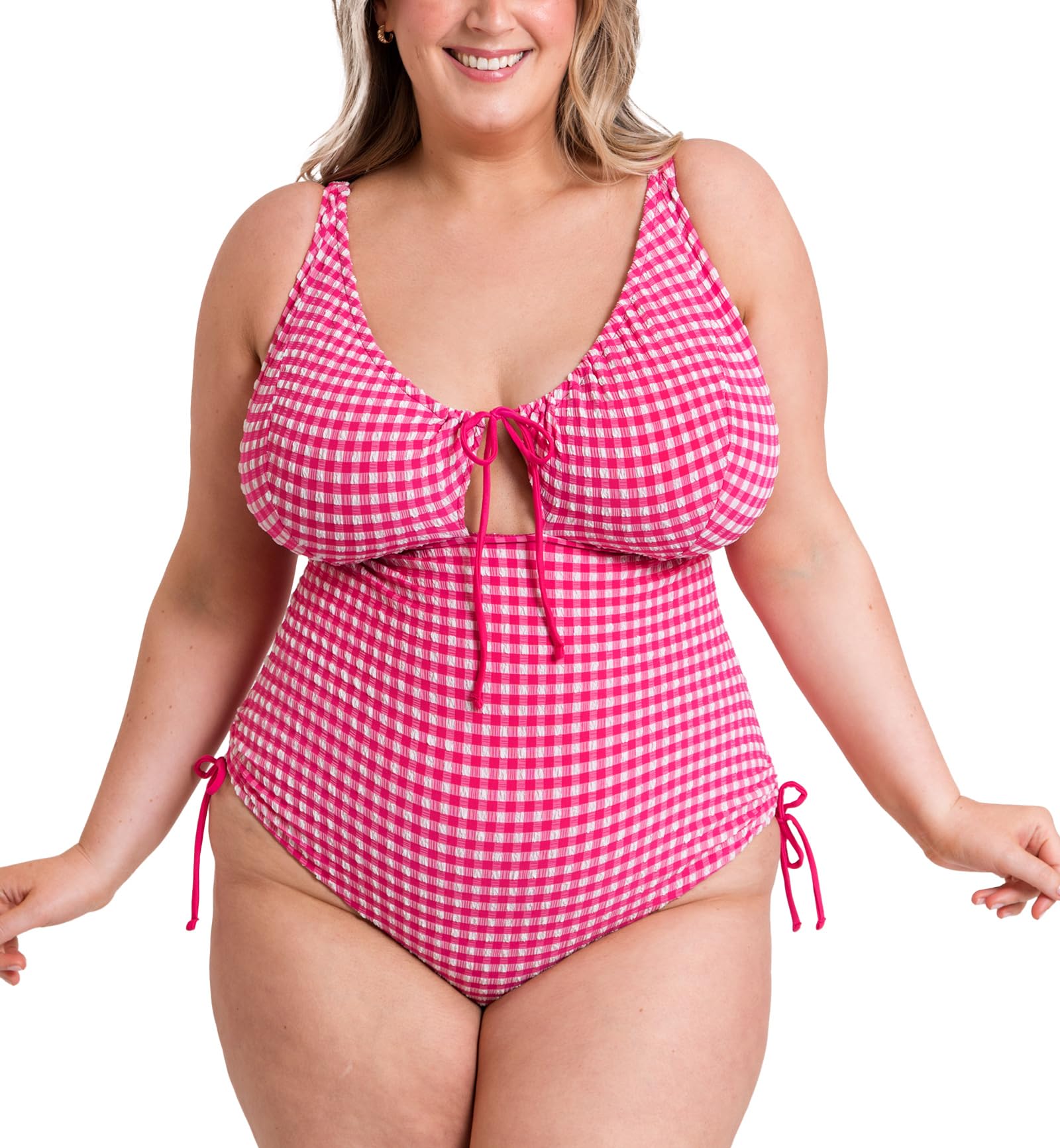 Holiday Check Non Wired Swimsuit (CS036606),40H/HH,Raspberry Pink - Raspberry Pink,40H/HH