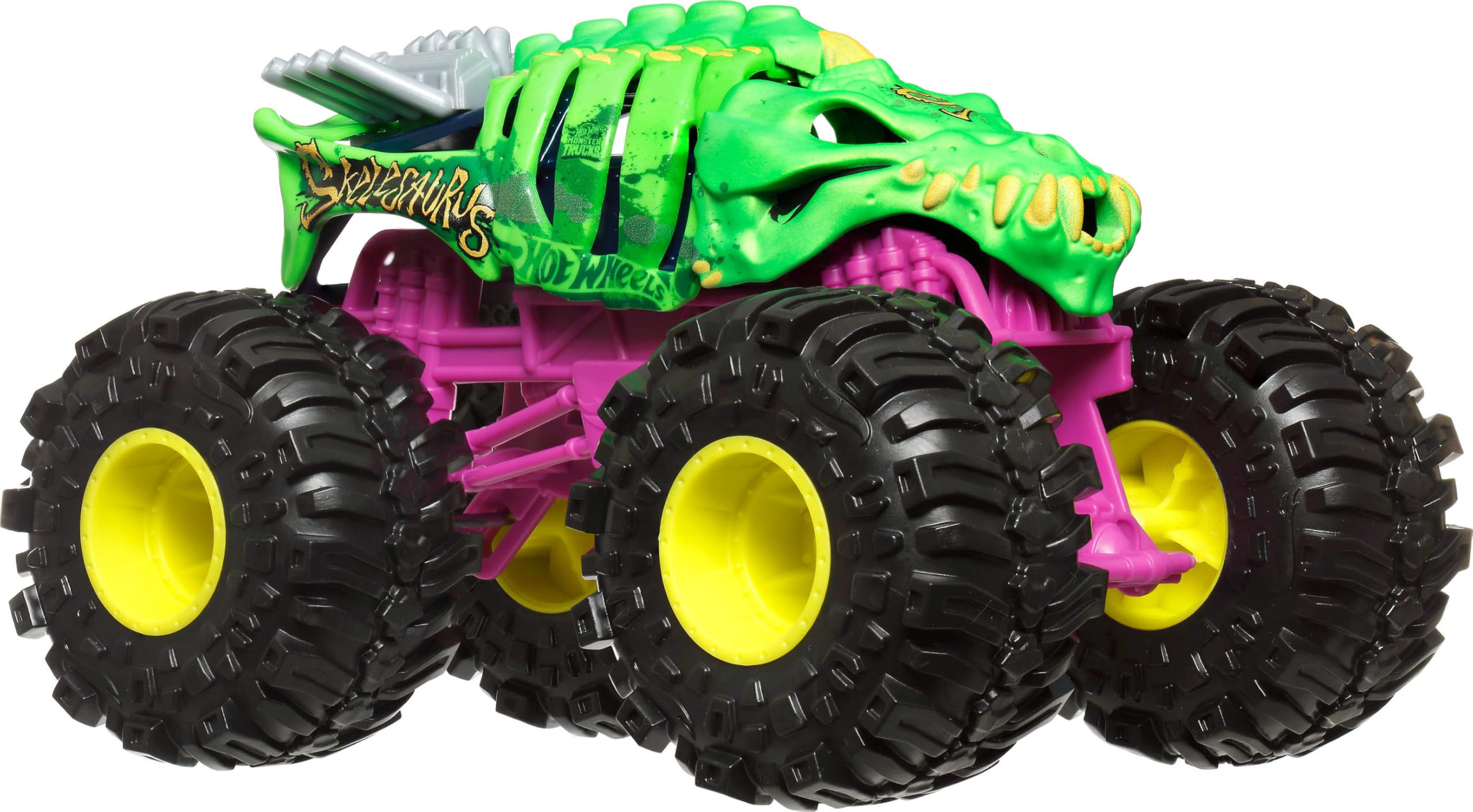 Hot Wheels Monster Trucks, Monster Truck de gran tamaño, camión de juguete fundido a escala 1:24 con ruedas gigantes y diseños geniales