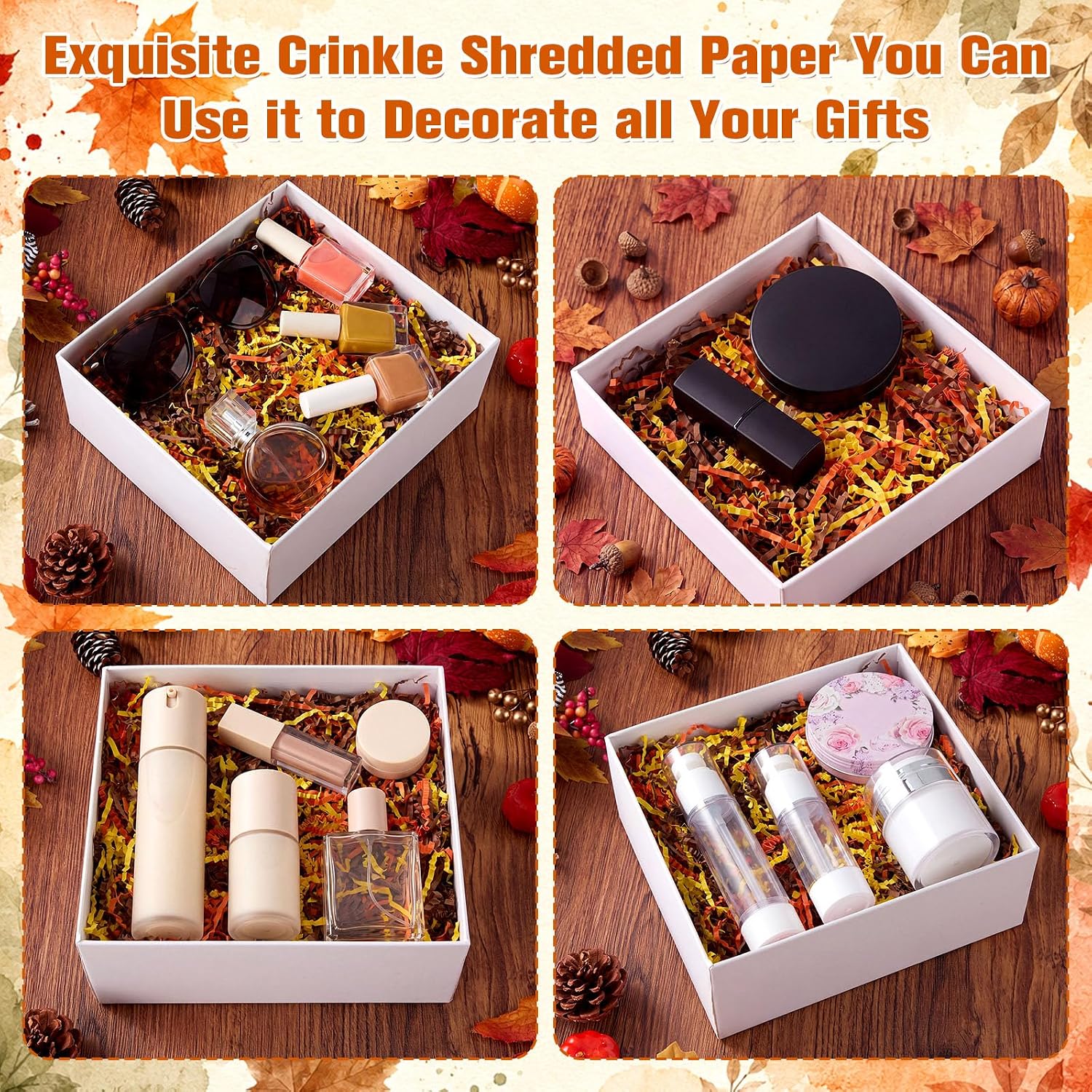 Ribbonlic 5 lb Fall Crinkle Cut Paper Shred Filler Fall Brown Orange Yellow