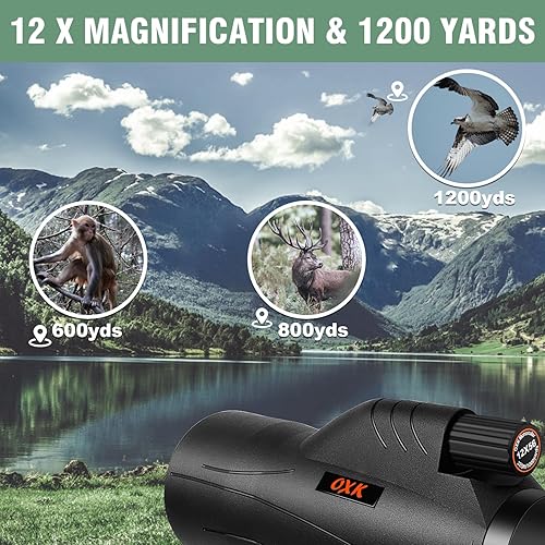 Miniatura 5 de Telescopio monocular de alta potencia de 12 x 56 con adaptador para teléfono inteligente, trípode bolsa de viaje, monoculares de visión más grande