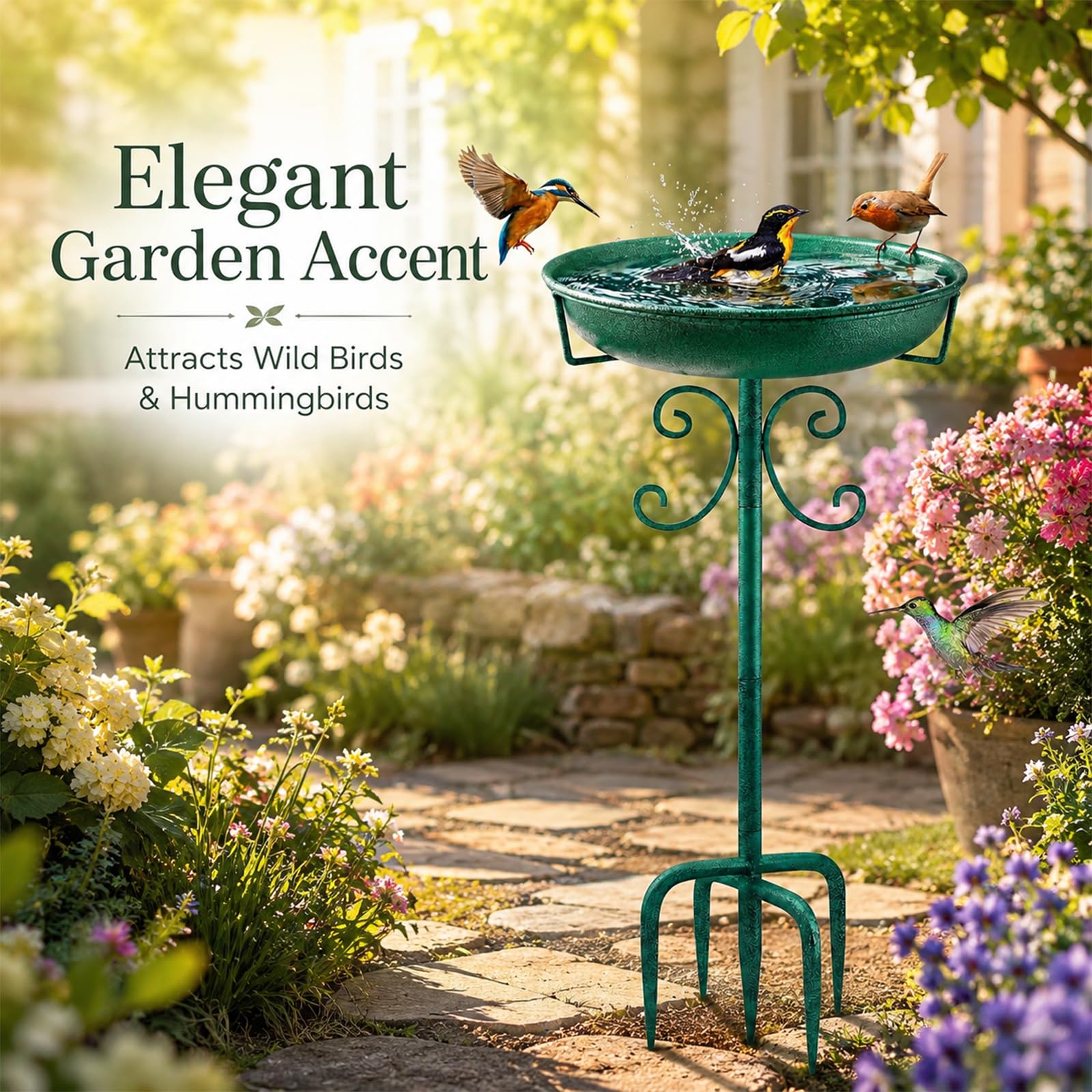 Bebedero Pajaros 88 Cm con Base de Cinco Patas Mejorada, Comedero Pajaros Exterior Independiente para Jardín, Patio y Decoración de Césped